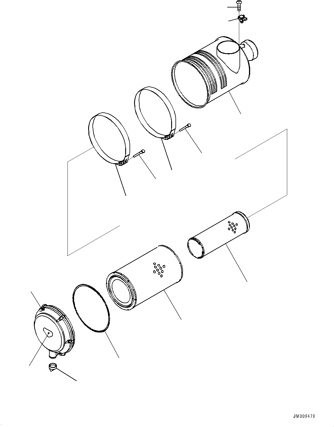 Dump Trucks Komatsu / HM300-5 S/N 10555-UP (For KAL)(0001224C) / Fuel Tank Related Parts, Air Cleaner Assembly (#10001-)(D001002 : D0100-002002)