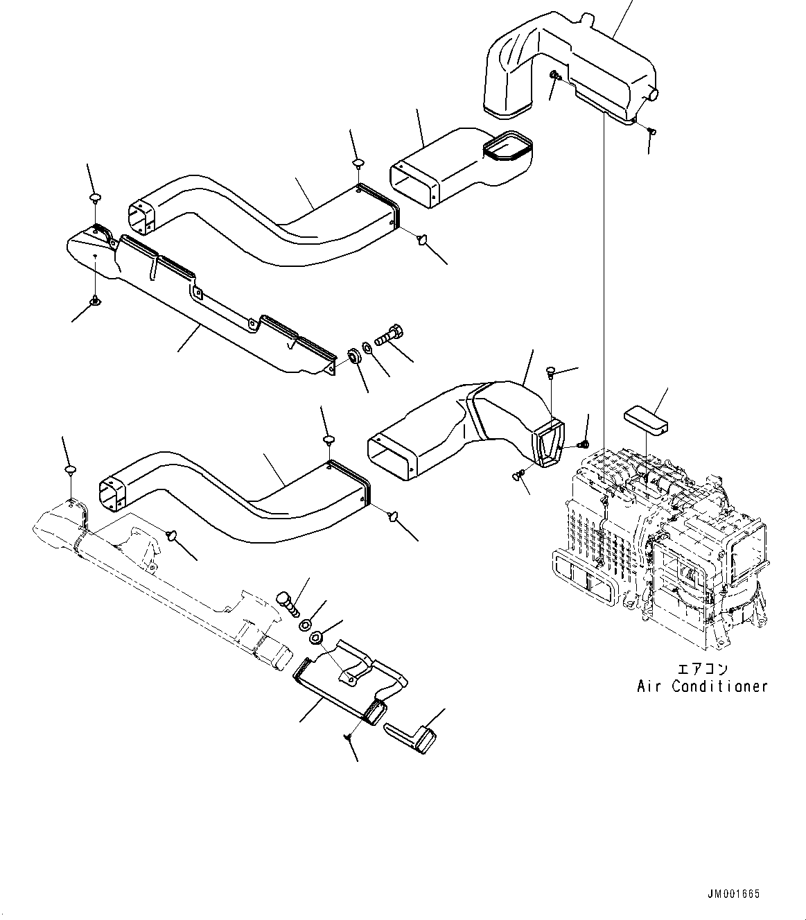 Dump Trucks Komatsu / HM300-5 S/N 10555-UP (For KAL)(0001224C) / Cab, Air Conditioner Duct, Front (#10001-)(K001033 : K0200-018033)