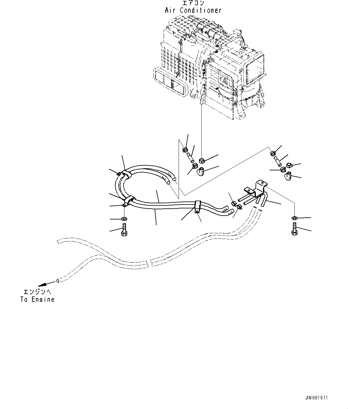 Dump Trucks Komatsu / HM300-5 S/N 10555-UP (For KAL)(0001224C) / Cab, Heater Piping (#10001-)(K001038 : K0200-018038)