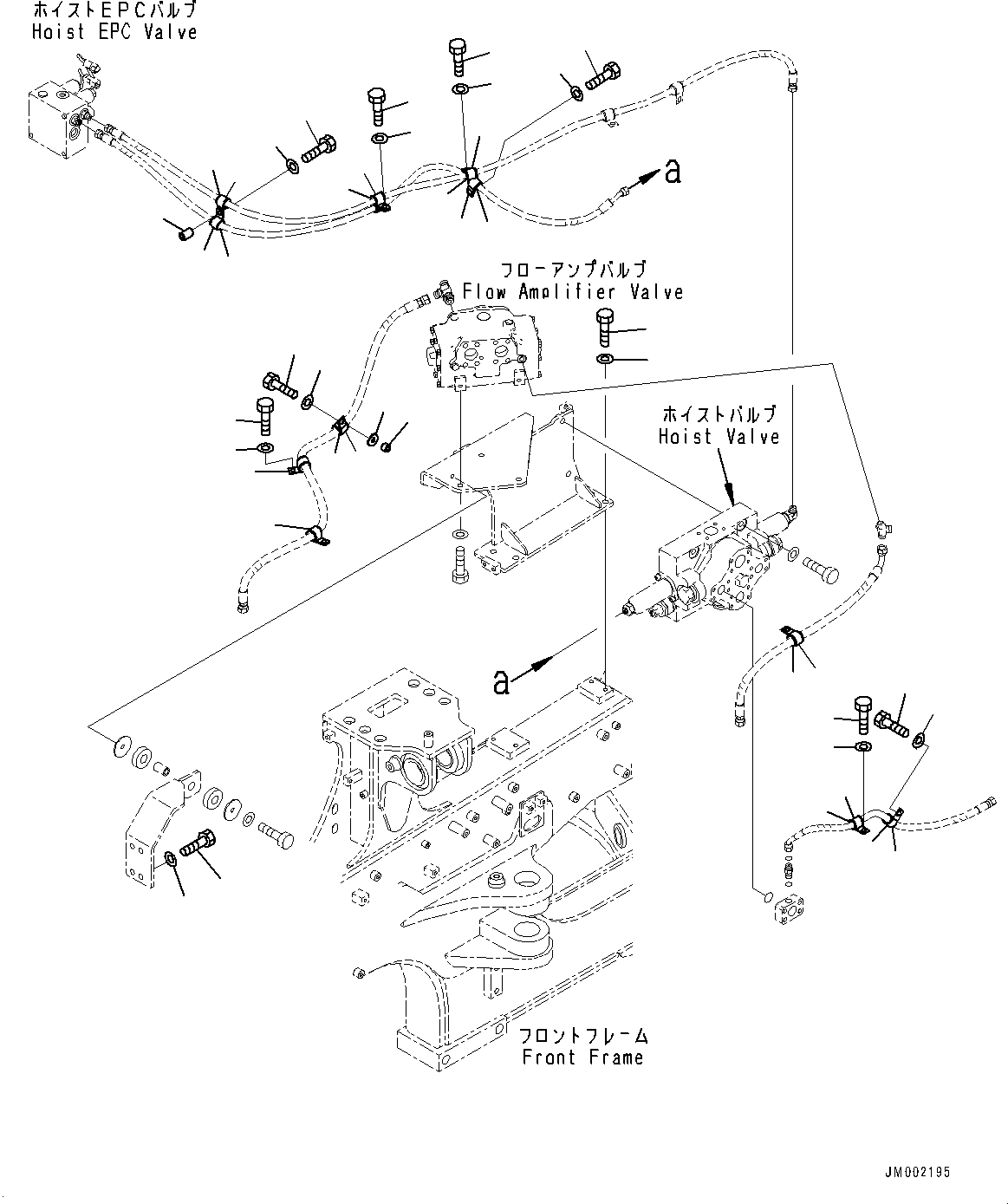 Dump Trucks Komatsu / HM400-5 S/N 10650-UP (For KAL)(0001225C) / Front Steering and Hoist Hydraulic Piping, Hoist Piping Mounting (#10001-)(H004007 : H3410-002007)