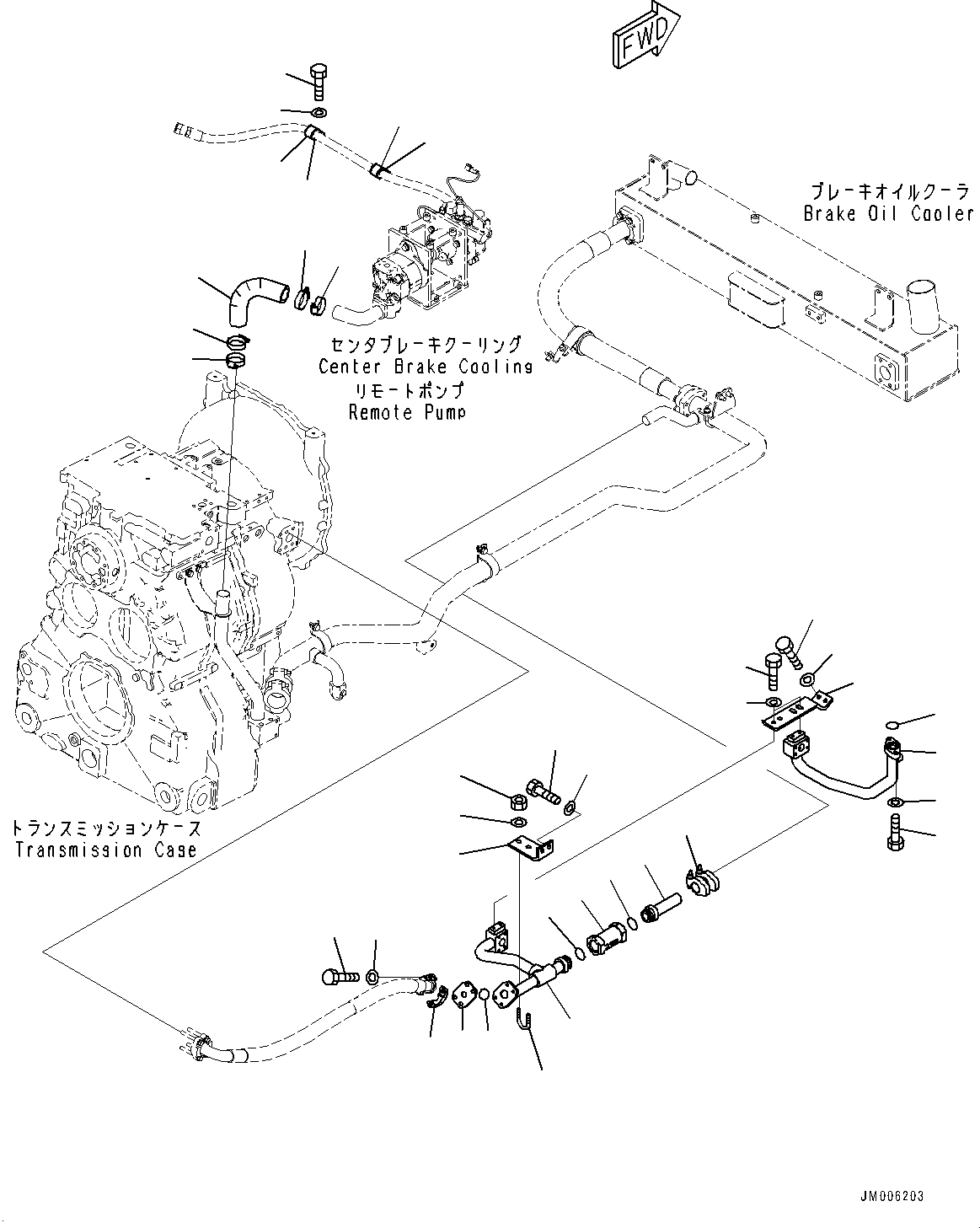 Dump Trucks Komatsu / HM400-5 S/N 10650-UP (For KAL)(0001225C) / Brake Oil Cooling Piping, Front Frame Side, Piping (4/4) (#10001-)(H006012 : H3511-002012)