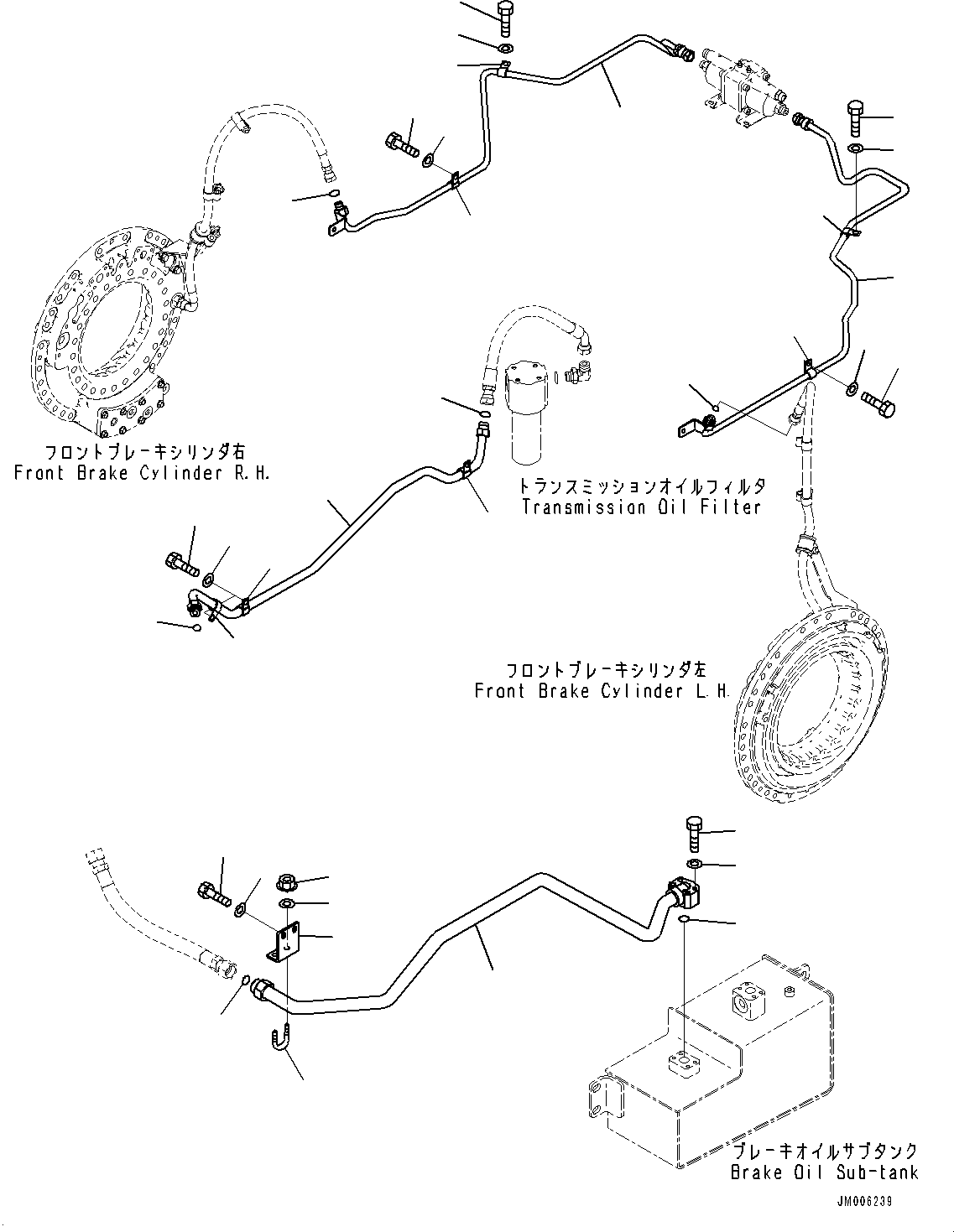 Dump Trucks Komatsu / HM400-5 S/N 10650-UP (For KAL)(0001225C) / Front Brake Oil Piping, Slack Adjuster Piping (#10001-)(H011010 : H3540-002008)