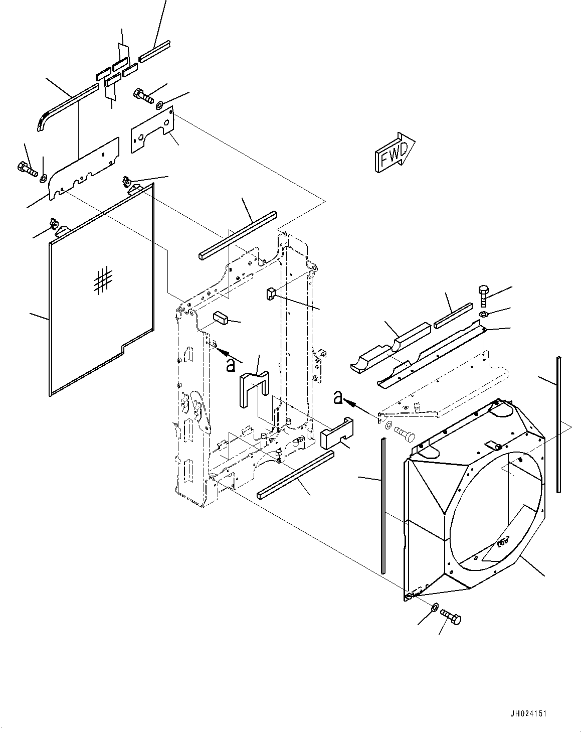 Excavators Komatsu / HB215LC-3 S/N 70001-UP (For KAL)(0001233C) / Cooling System, Net and Shroud (#70001-)(C001004 : C0100-001004)
