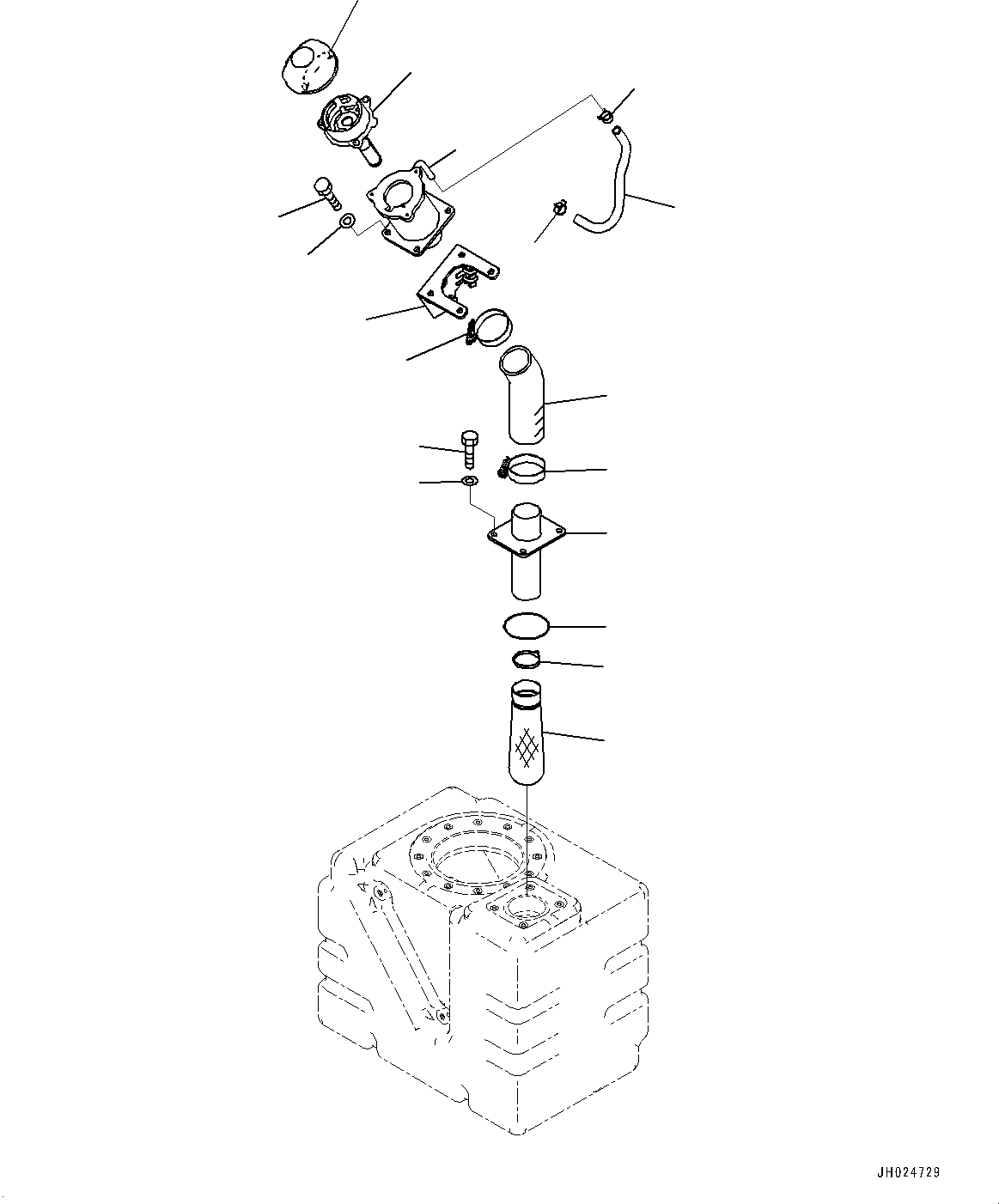 Excavators Komatsu / HB215LC-3 S/N 70001-UP (For KAL)(0001233C) / DEF Tank, Suction Tube (#70001-)(D003004 : D0500-001004)