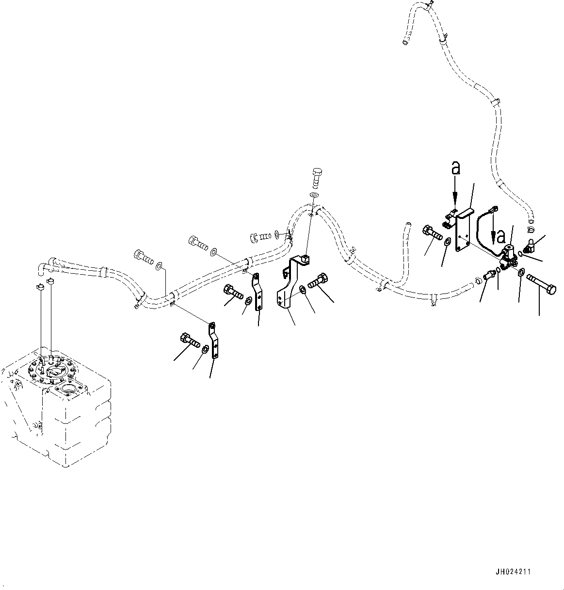 Excavators Komatsu / HB215LC-3 S/N 70001-UP (For KAL)(0001233C) / DEF Piping, Bracket (1/2) (#70001-)(D004004 : D0510-001004)