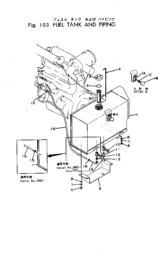 Excavators Komatsu / 10-HT-1 S/N 1003-UP(10-ht-1r) / FUEL TANK AND PIPING(030030 : 103)
