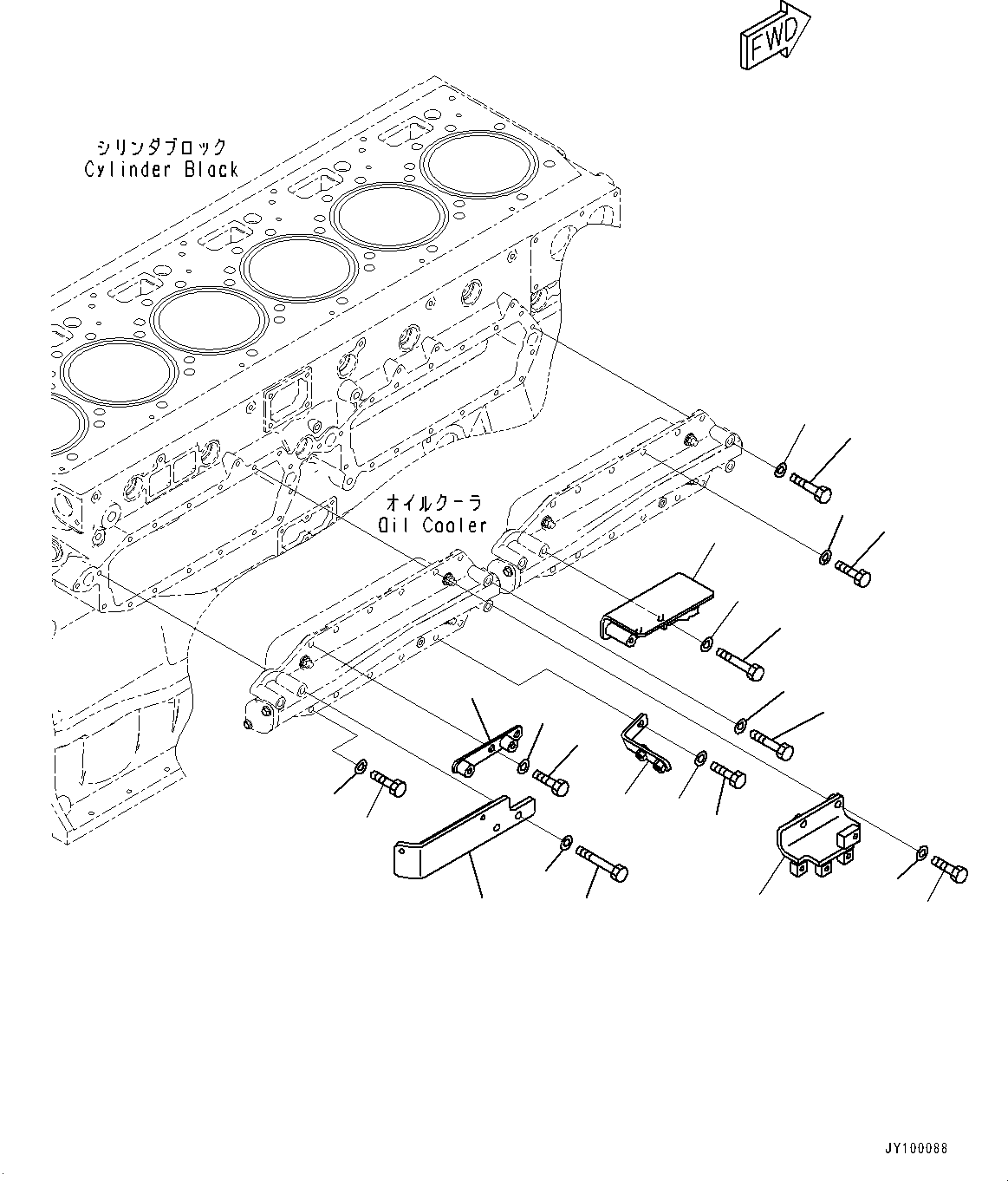 Engines Komatsu / SAA6D170E-7D S/N 710161-UP (For PC1250-11)(1001203C) / Engine Oil Cooler Mounting and Accessory (#710161-)(C002001 : A3311-001001)