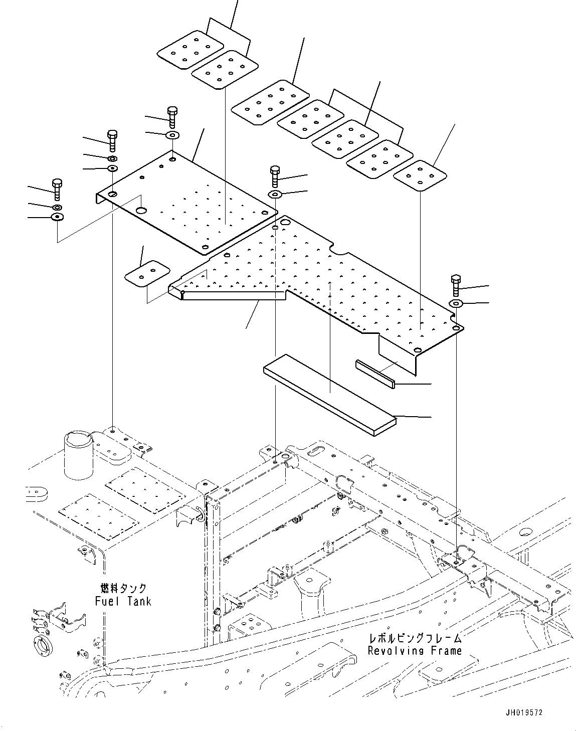 Excavators Komatsu / PC170LC-11 S/N 35001-UP (For KAL)(1001221C) / Upper Cover, (1/2) (#35001-)(M007001 : M1210-001001)