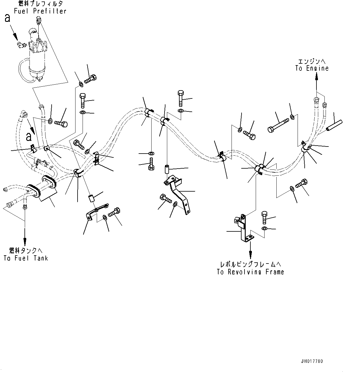 Excavators Komatsu / HB365LC-3 S/N 5169-UP (For KAL)(1001227C) / Fuel Piping, Clamp (#5001-)(D002003 : D0200-001003)