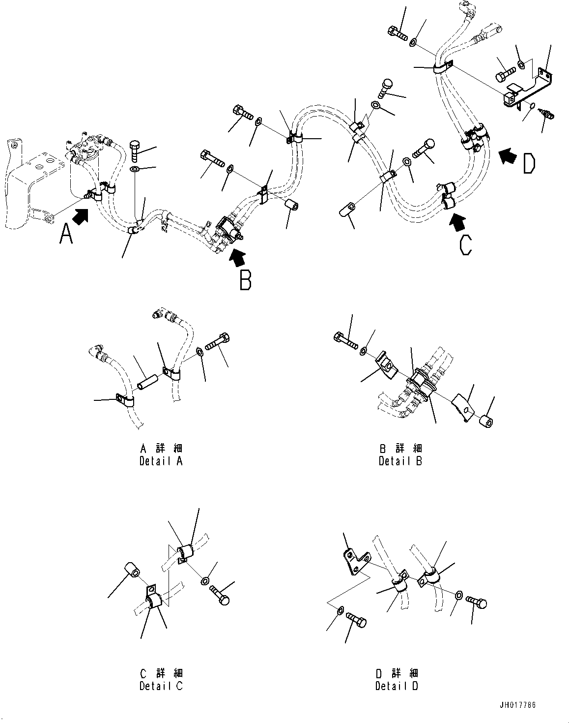 Excavators Komatsu / HB365LC-3 S/N 5169-UP (For KAL)(1001227C) / Fuel Piping, Fuel Main Piping (1/2) (#5001-)(D002004 : D0200-001004)