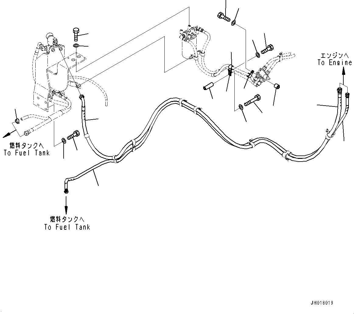 Excavators Komatsu / HB365LC-3 S/N 5169-UP (For KAL)(1001227C) / Fuel Piping, Fuel Main Piping (2/2) (#5001-)(D002005 : D0200-001005)