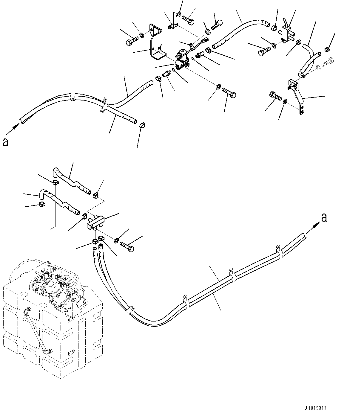 Excavators Komatsu / HB365LC-3 S/N 5169-UP (For KAL)(1001227C) / DEF Piping, DEF Tank Coolant Piping (1/2) (#5001-)(D004004 : D0510-001004)