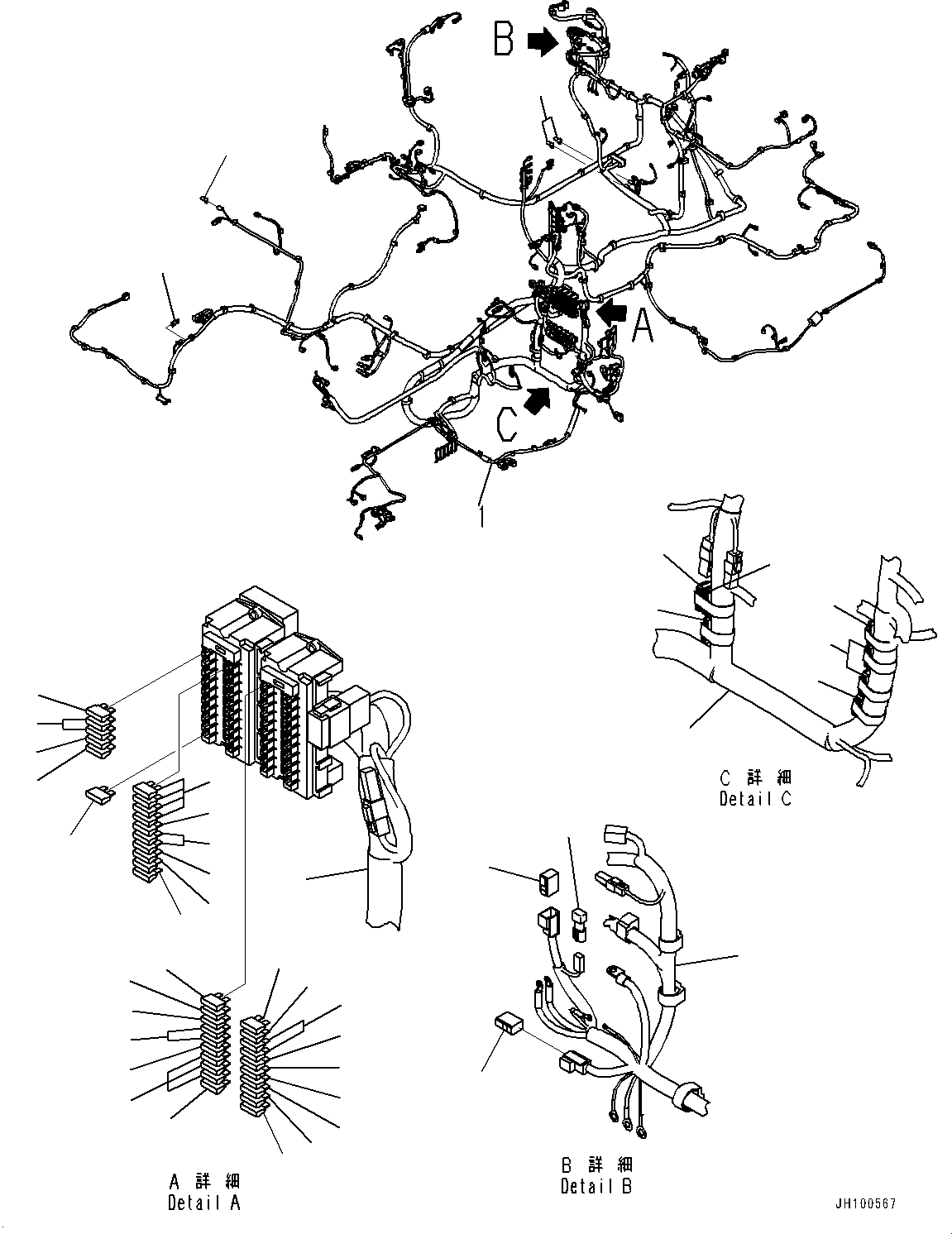Excavators Komatsu / HB365LC-3 S/N 5169-UP (For KAL)(1001227C) / Cab, Floor Wiring Harness (#5001-)(K010035 : K1110-023036)