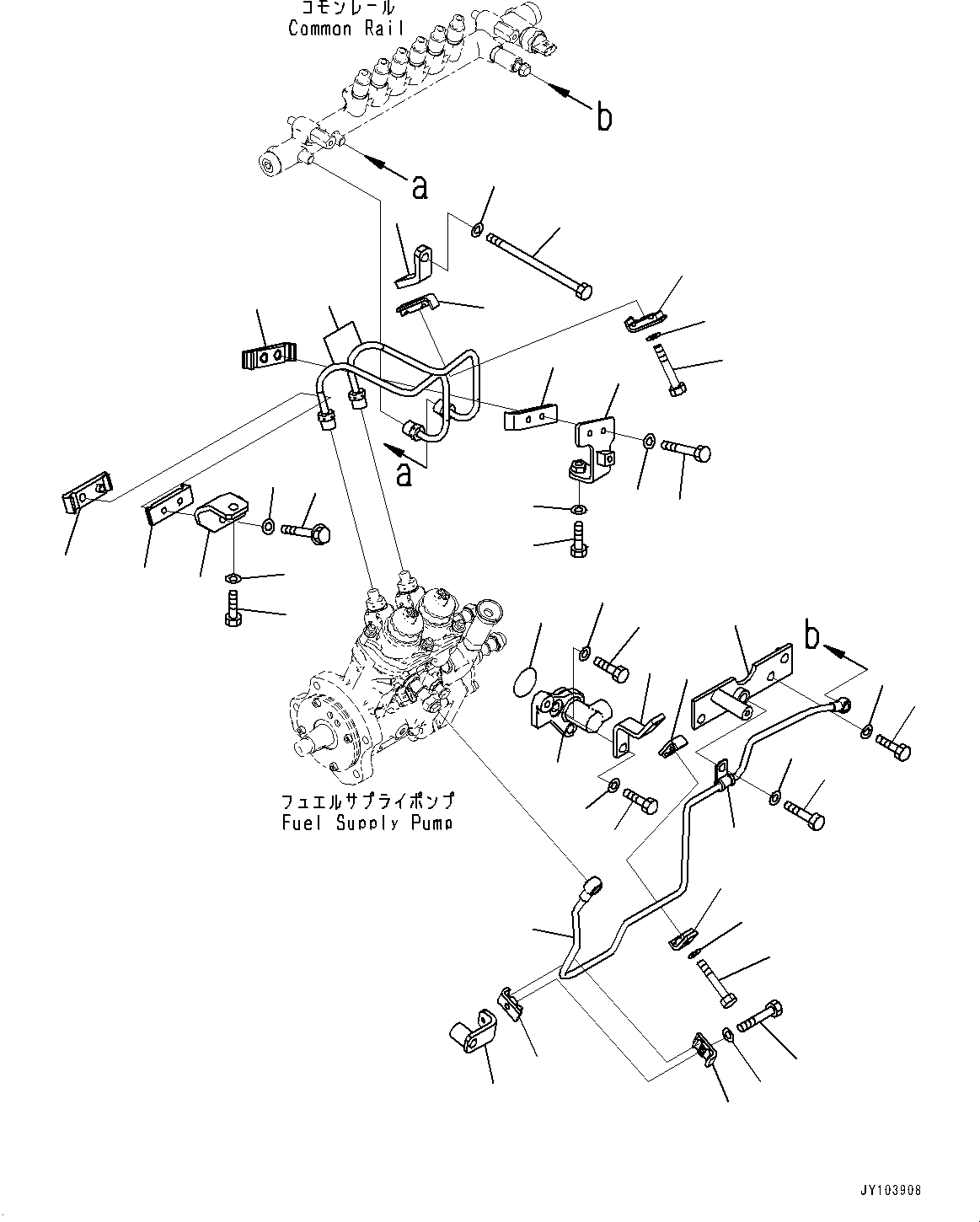 Engines Komatsu / SAA6D140E-7D S/N 830556-UP (For PC700LC-11)(1001230C) / Fuel Supply Pump, Piping(#833058-)(D001006 : A4010-001005A)