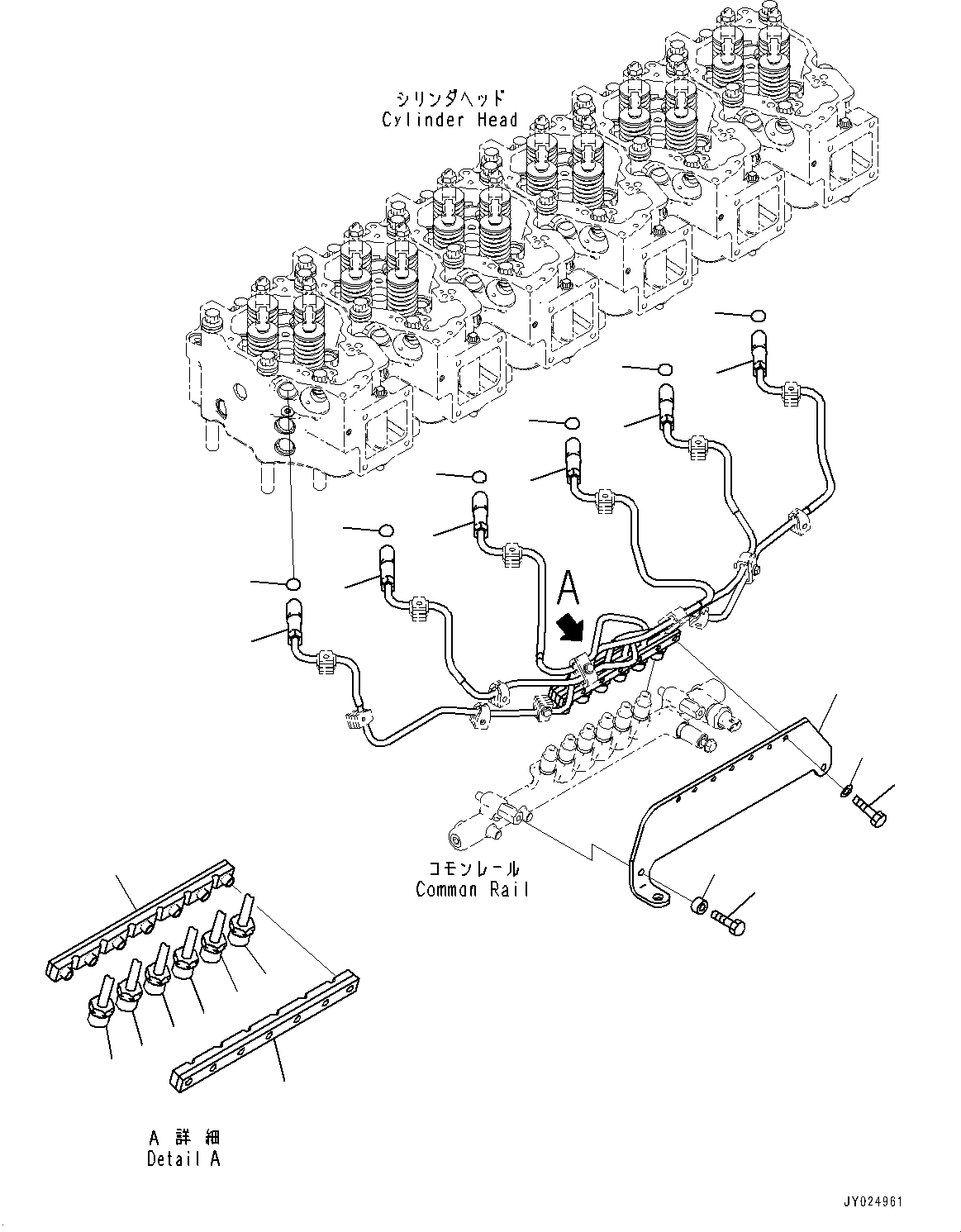 Engines Komatsu / SAA6D140E-7D S/N 830556-UP (For PC700LC-11)(1001230C) / Fuel Supply Pump Bracket and Piping, Injection Piping (#830556-)(D002001 : A4030-001001)