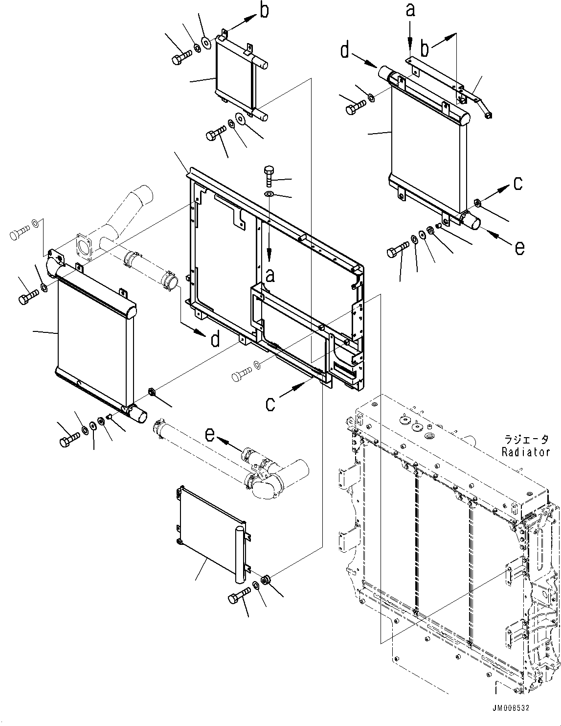 Komatsu parts book diagram for HD605-8 S/N 30072-UP (For KAL): RADIATOR, AFTERCOOLER (#30001-)