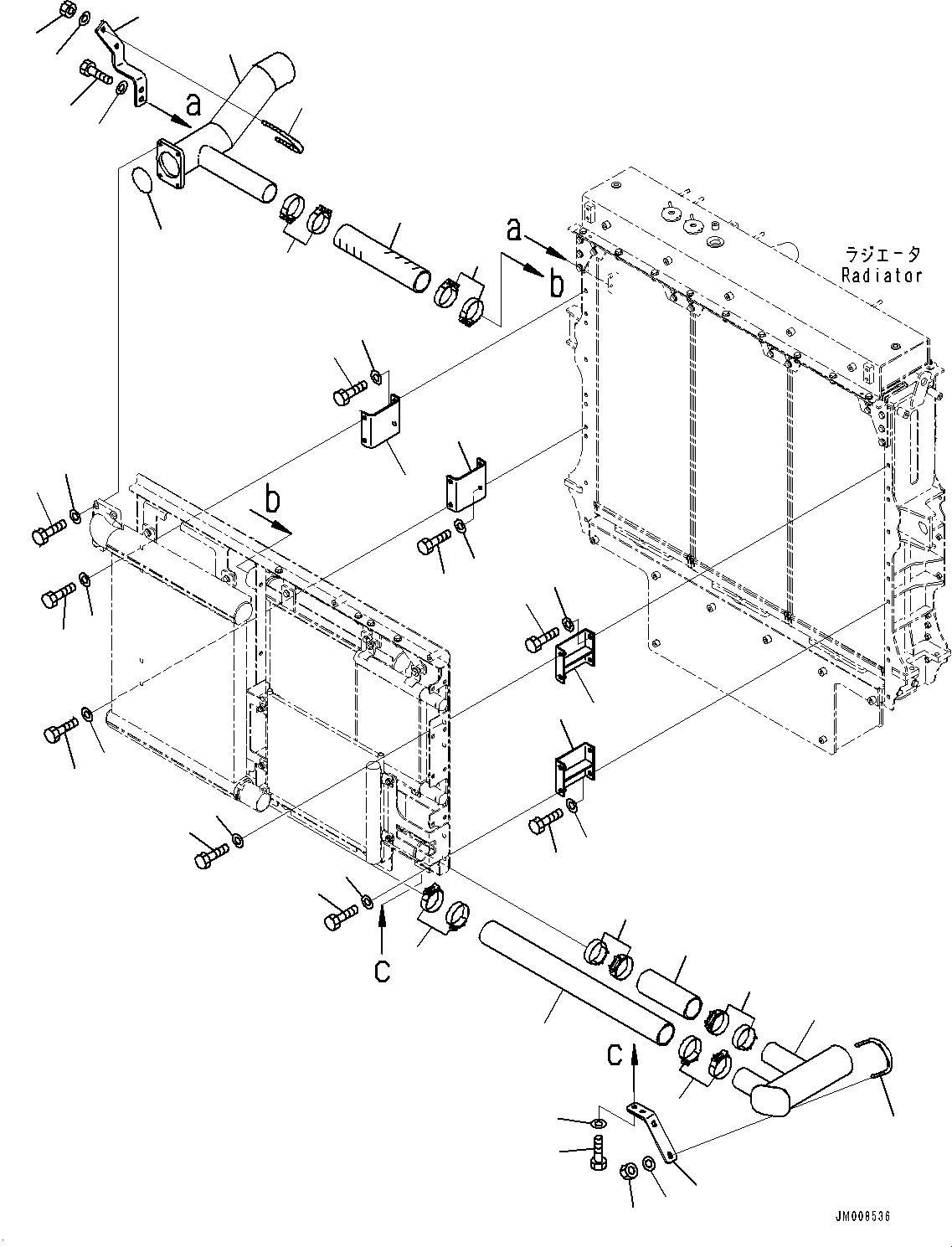 Komatsu parts book diagram for HD605-8 S/N 30072-UP (For KAL): RADIATOR, AFTERCOOLER MOUNTING (#30001-)