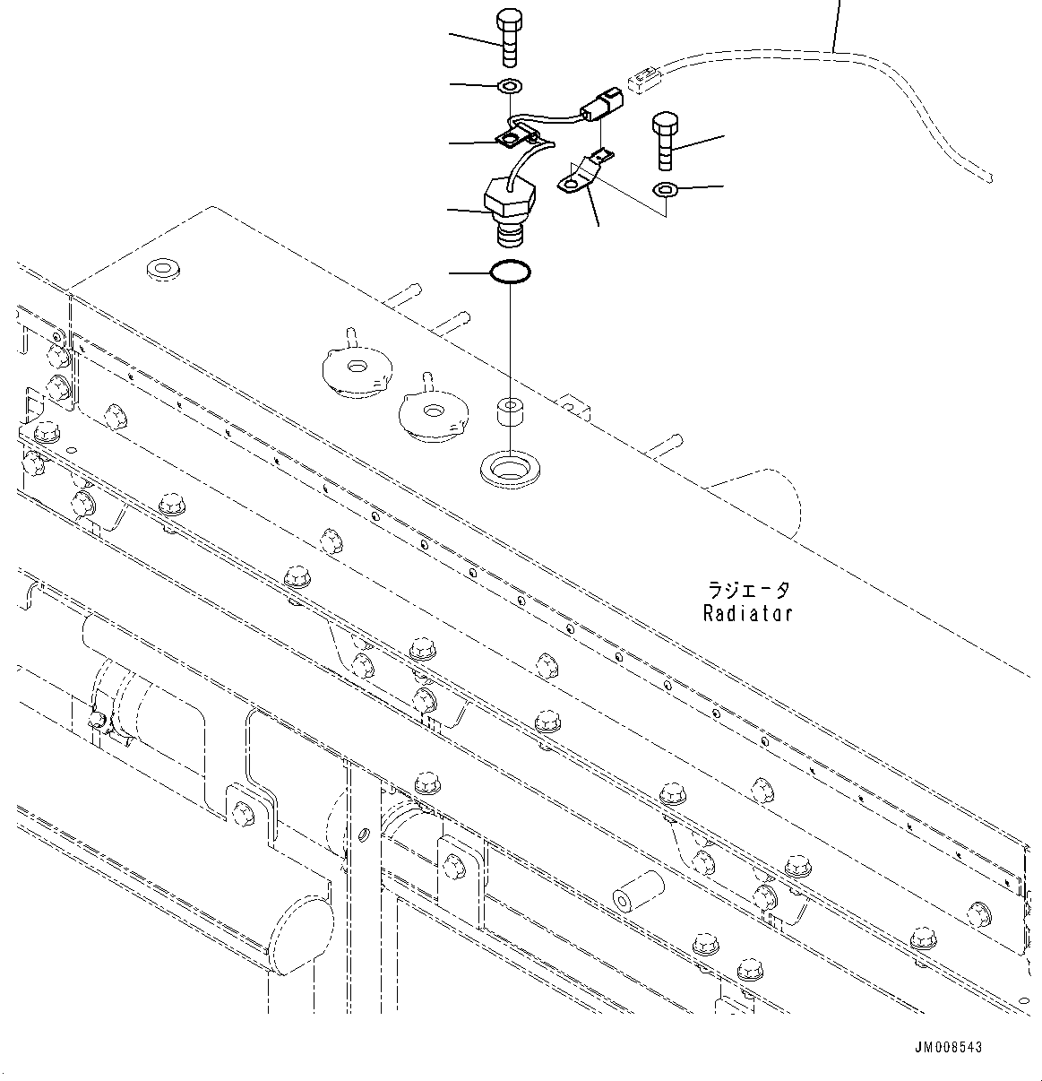 Komatsu parts book diagram for HD605-8 S/N 30072-UP (For KAL): RADIATOR, COOLANT LEVEL SENSOR (#30001-)