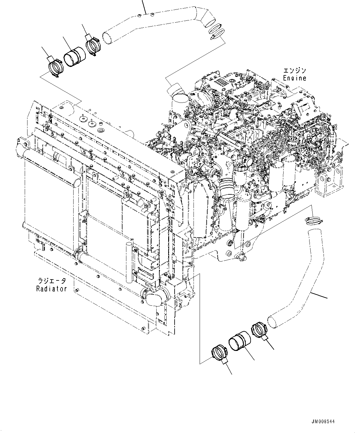 Komatsu parts book diagram for HD605-8 S/N 30072-UP (For KAL): RADIATOR, AIR INTAKE PIPING (#30001-)