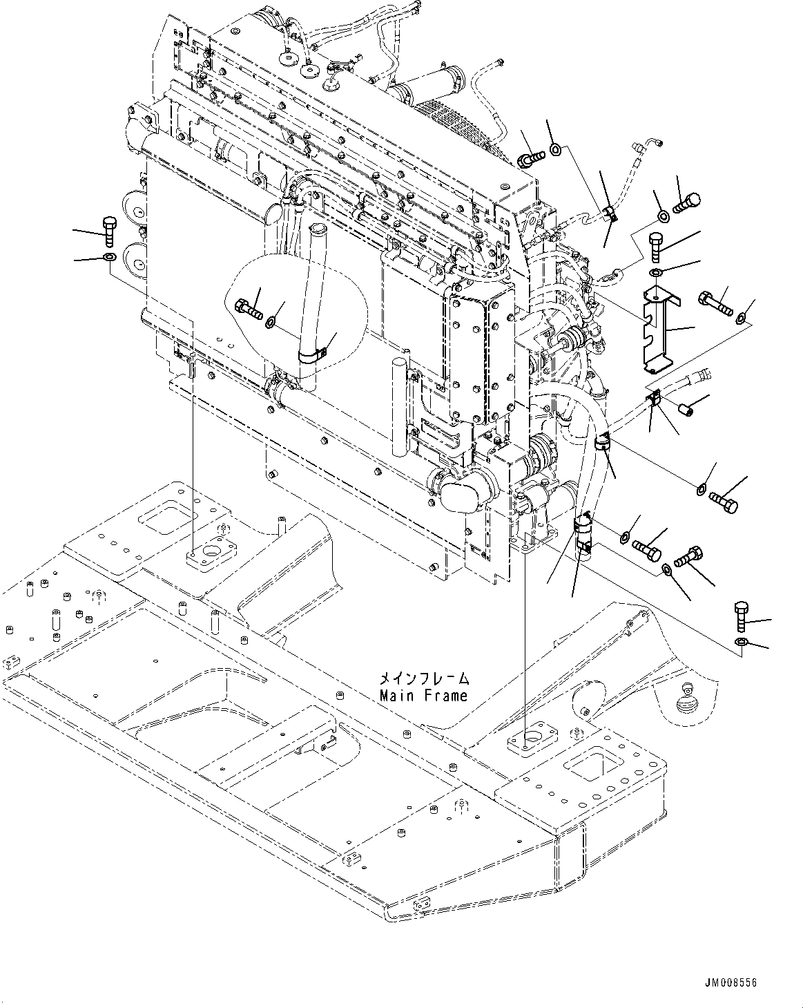 Komatsu parts book diagram for HD605-8 S/N 30072-UP (For KAL): RADIATOR, MOUNTING (#30001-)