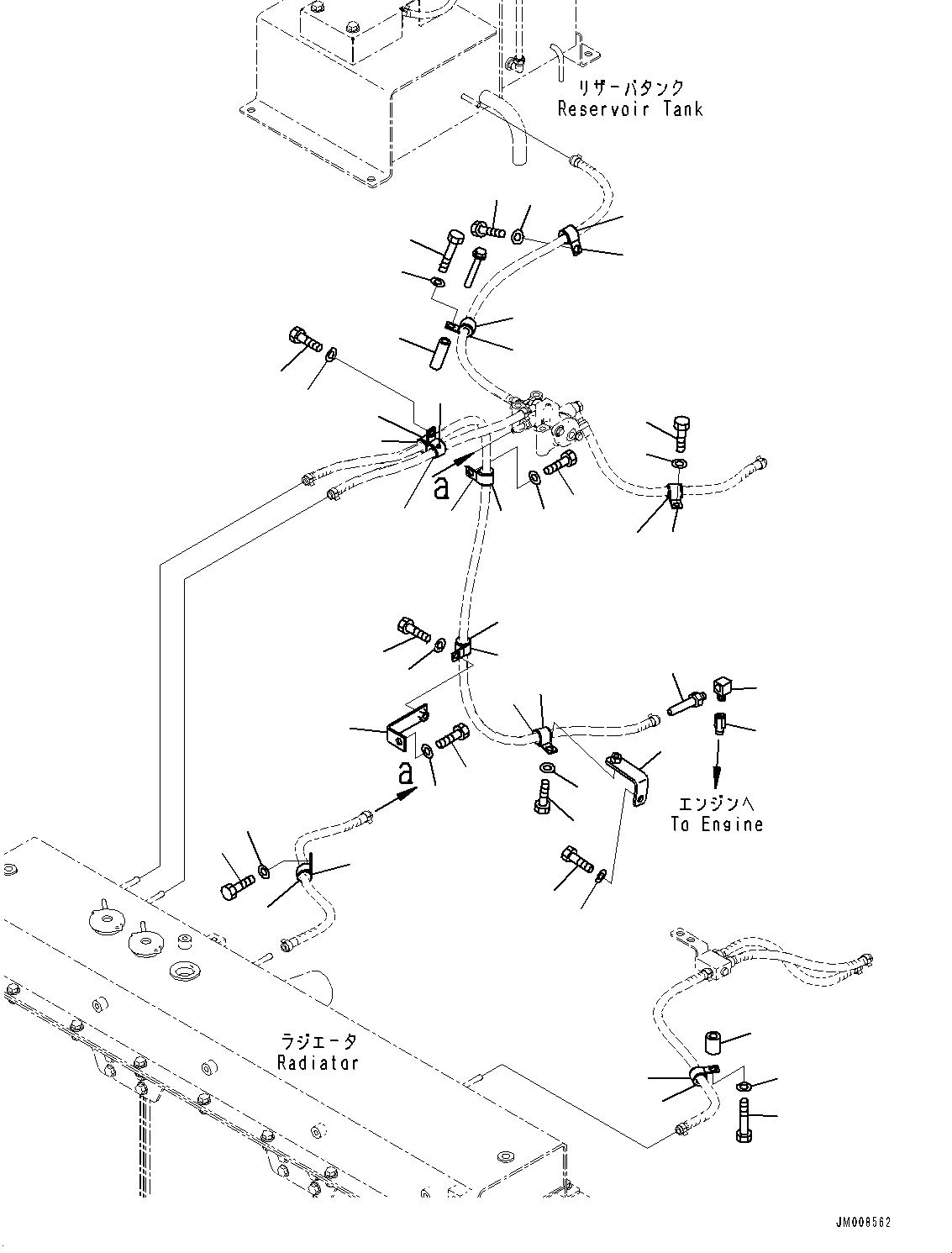 Komatsu parts book diagram for HD605-8 S/N 30072-UP (For KAL): COOLANT PIPING, MOUNTING (#30001-)