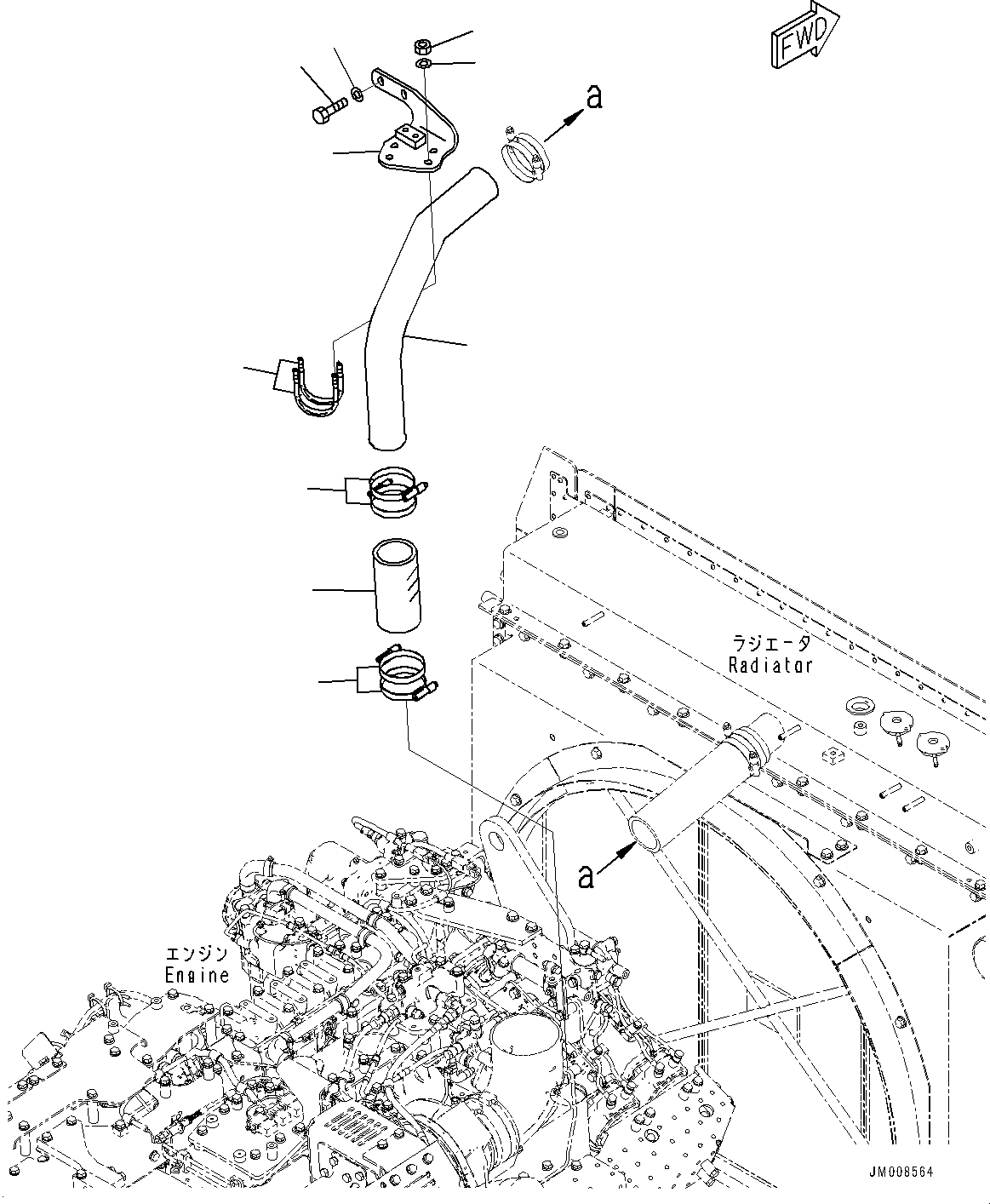 Komatsu parts book diagram for HD605-8 S/N 30072-UP (For KAL): COOLANT PIPING, AIR PIPING (#30001-)