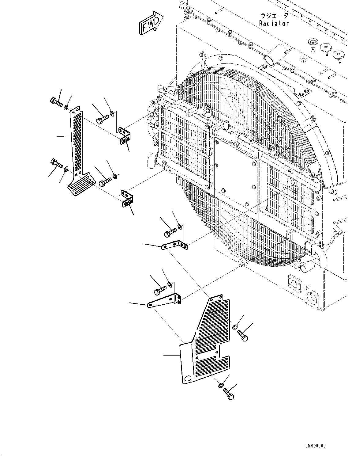 Komatsu parts book diagram for HD605-8 S/N 30072-UP (For KAL): COOLANT PIPING, COVER (#30001-)
