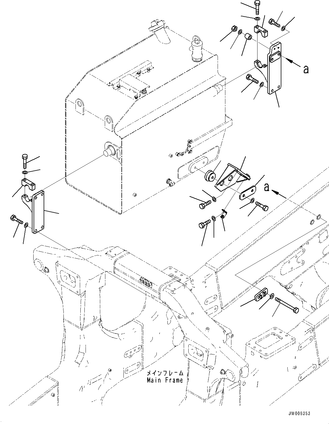 Komatsu parts book diagram for HD605-8 S/N 30072-UP (For KAL): FUEL TANK, MOUNTING (#30001-)
