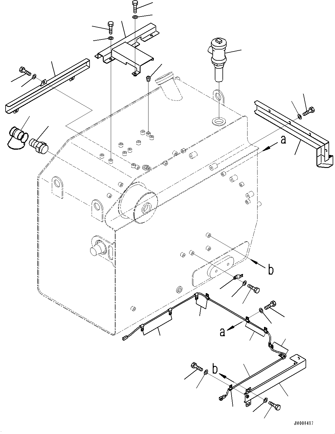 Komatsu parts book diagram for HD605-8 S/N 30072-UP (For KAL): FUEL TANK, COVER AND WIRING HARNESS (WITH QUICK COUPLING)(#30001-30022)