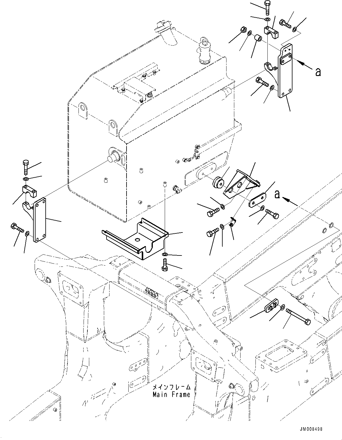 Komatsu parts book diagram for HD605-8 S/N 30072-UP (For KAL): FUEL TANK, MOUNTING (WITH QUICK COUPLING) (#30001-)