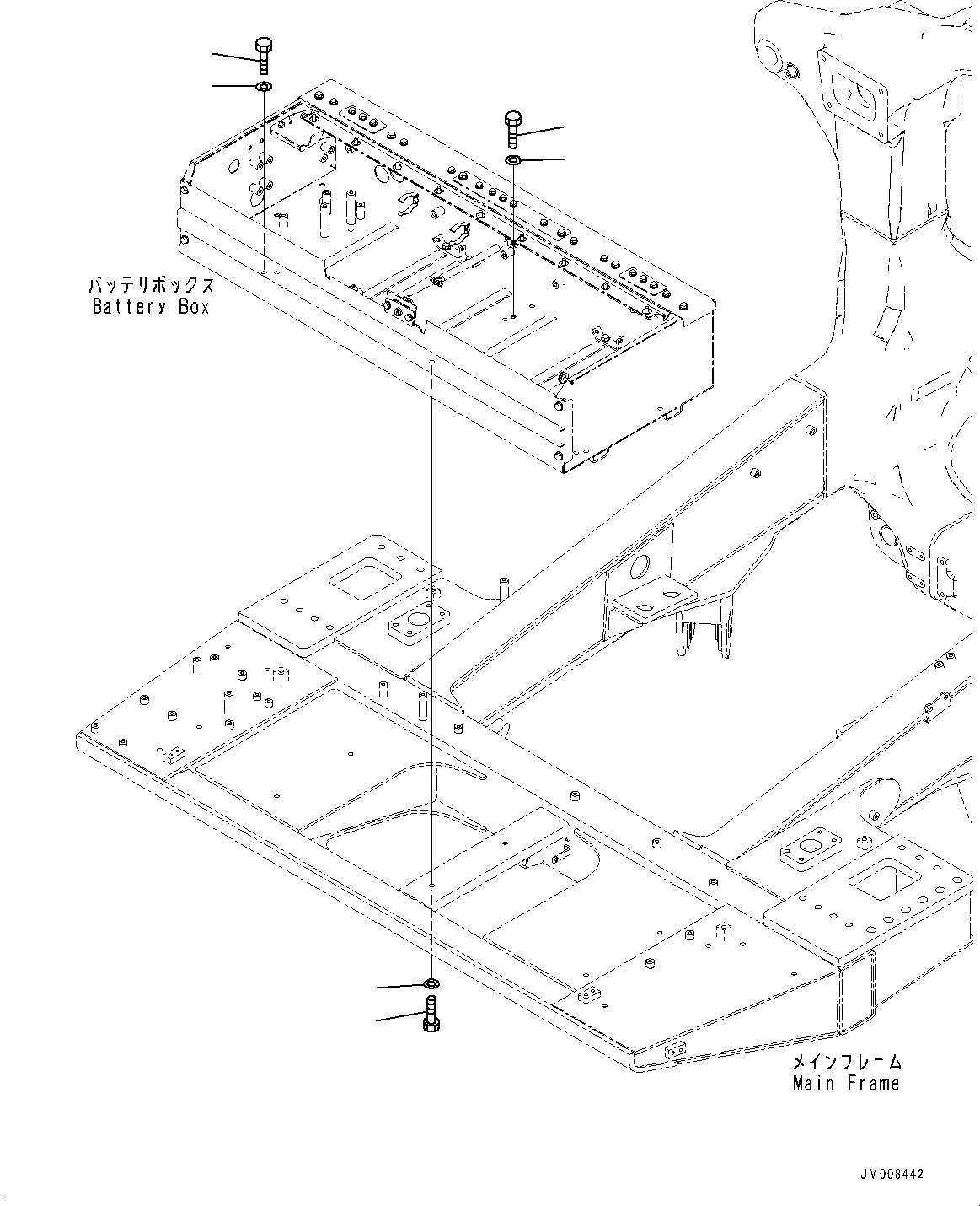 Dump Trucks Komatsu / HD605-8 S/N 30072-UP (For KAL)(1001232C) / Battery Box, Battery Box Mounting (#30001-)(E001009 : E0100-001008)