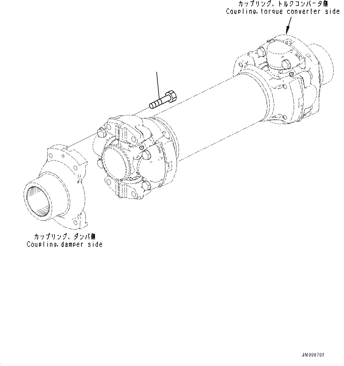 Komatsu parts book diagram for HD605-8 S/N 30072-UP (For KAL): FRONT DRIVE SHAFT MOUNTING (#30001-)