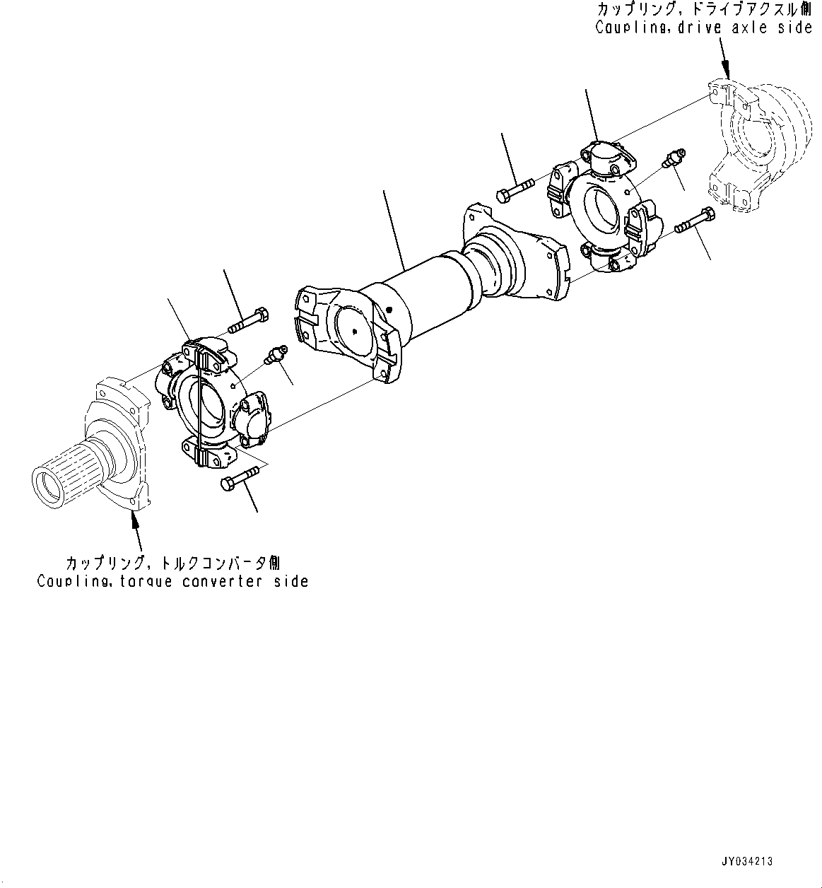 Komatsu parts book diagram for HD605-8 S/N 30072-UP (For KAL): REAR DRIVE SHAFT (#30001-)