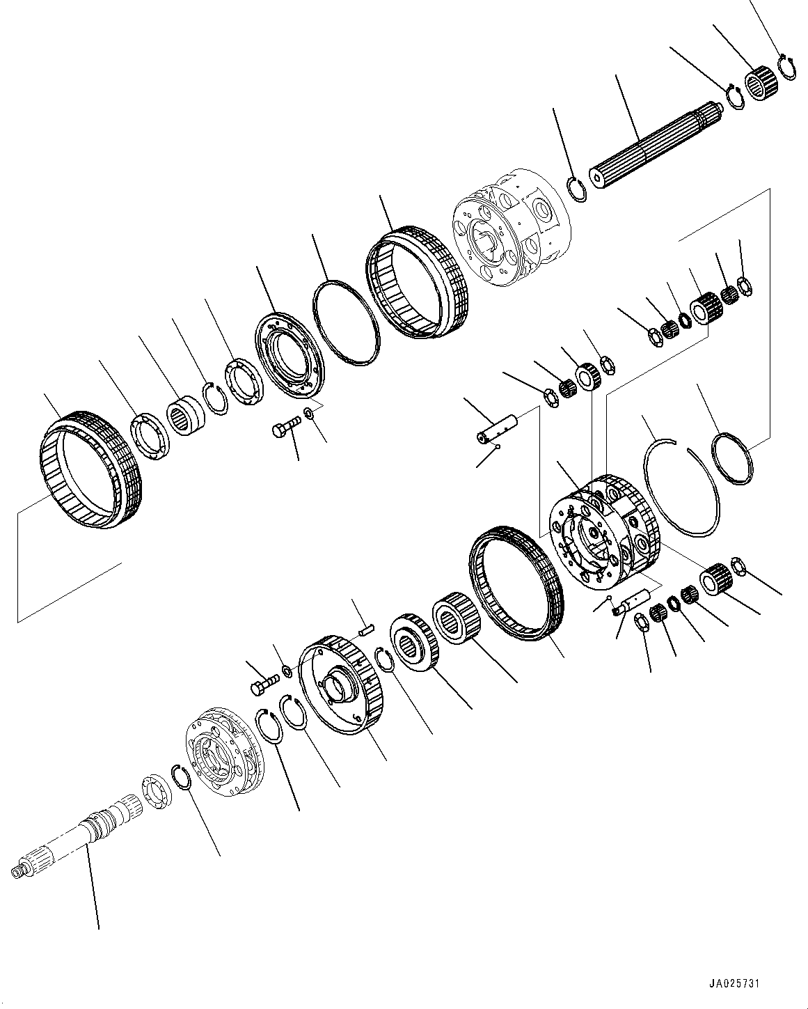 Komatsu parts book diagram for HD605-8 S/N 30072-UP (For KAL): TORQUE CONVERTER AND TRANSMISSION, CARRIER (2/3) (#30001-)