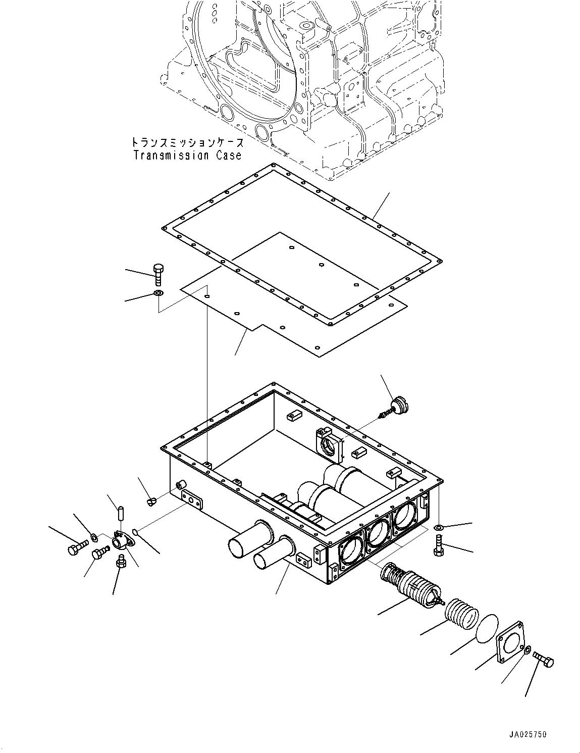 Komatsu parts book diagram for HD605-8 S/N 30072-UP (For KAL): TORQUE CONVERTER AND TRANSMISSION, OIL PAN (#30001-)