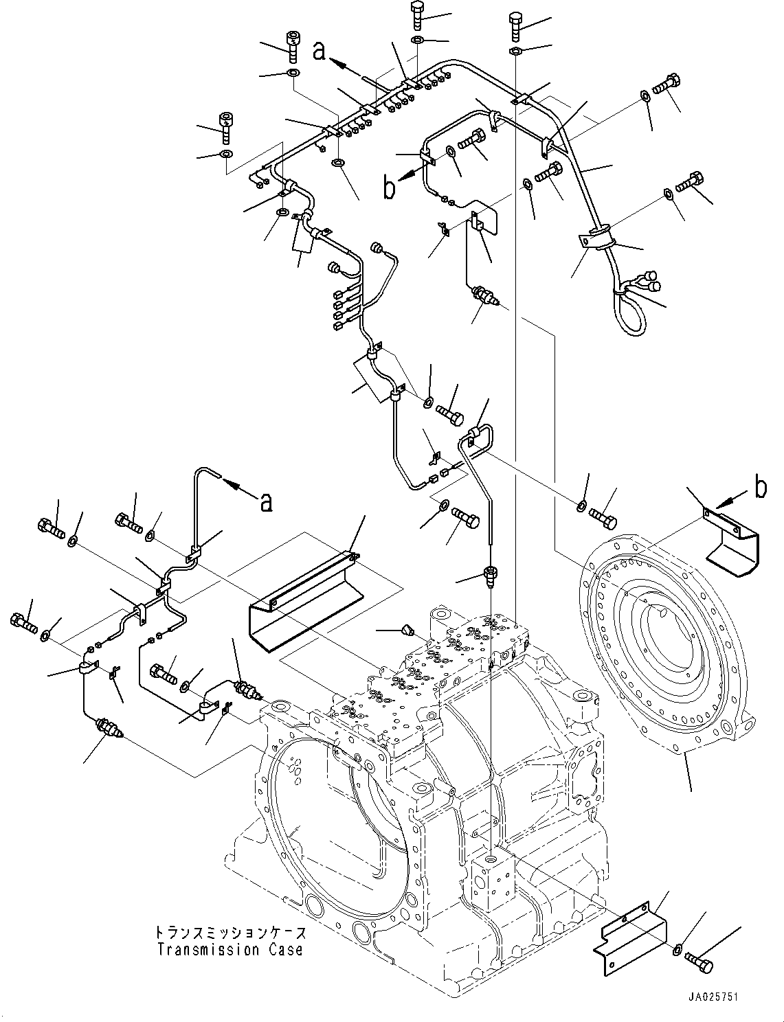 Komatsu parts book diagram for HD605-8 S/N 30072-UP (For KAL): TORQUE CONVERTER AND TRANSMISSION, SENSOR (#30001-)