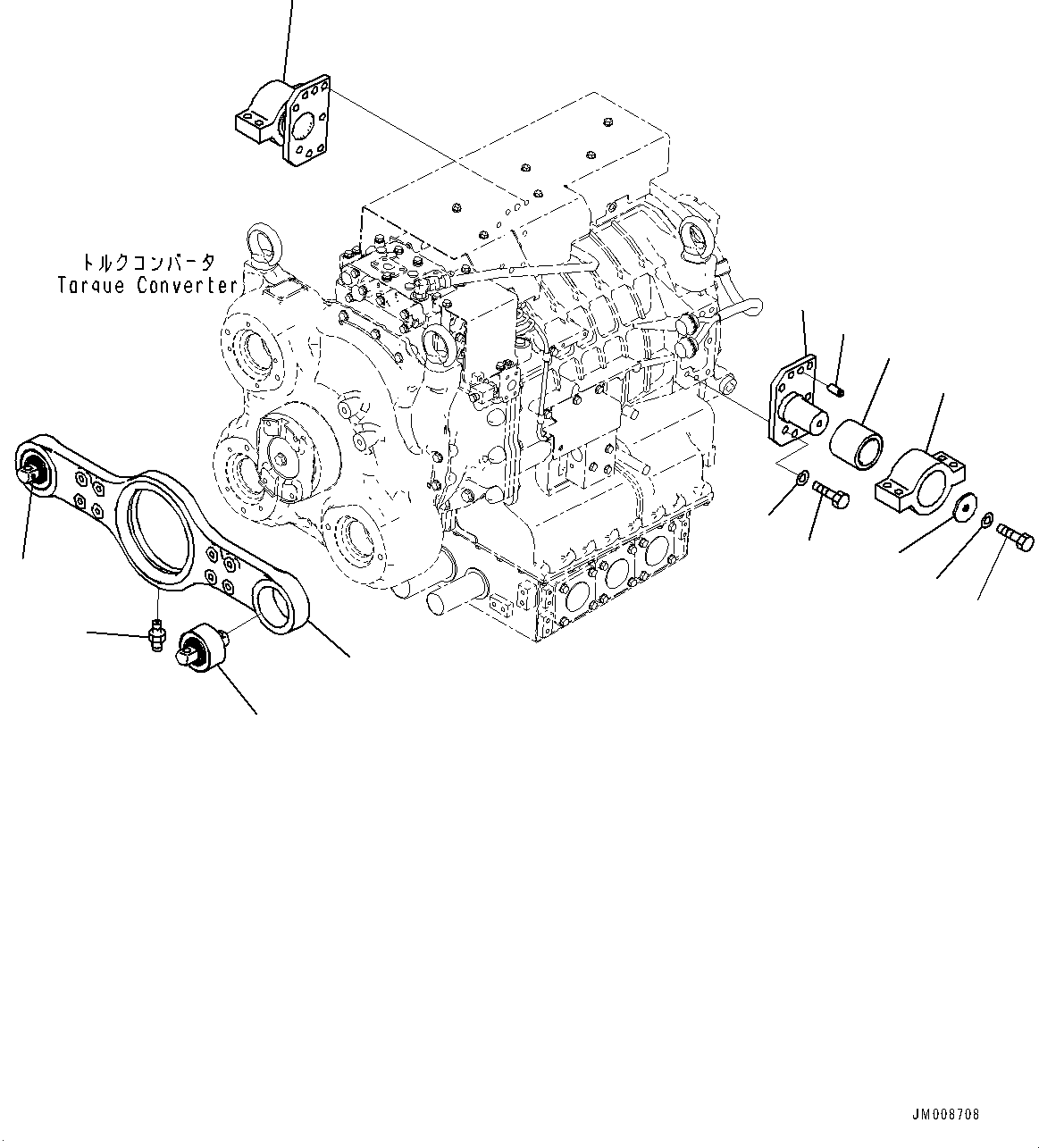 Komatsu parts book diagram for HD605-8 S/N 30072-UP (For KAL): TORQUE CONVERTER AND TRANSMISSION, TRUNNION (#30001-)