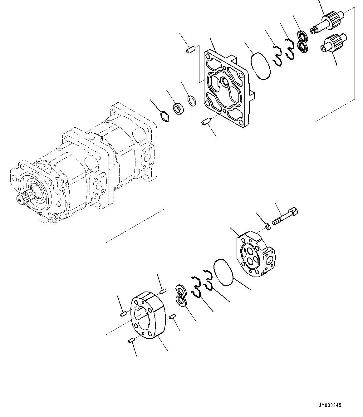 Komatsu parts book diagram for HD605-8 S/N 30072-UP (For KAL): TORQUE CONVERTER AND TRANSMISSION, BRAKE COOLING AND CONTROL TRIPLEX PUMP (4/4) (#30001-)