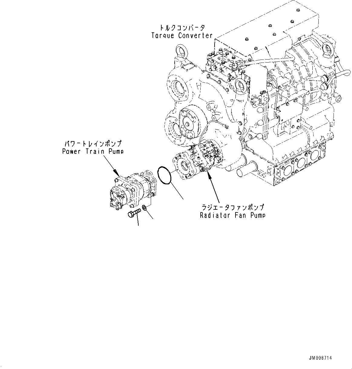 Komatsu parts book diagram for HD605-8 S/N 30072-UP (For KAL): TORQUE CONVERTER AND TRANSMISSION, MOUNTING PARTS (4/4) (#30001-)