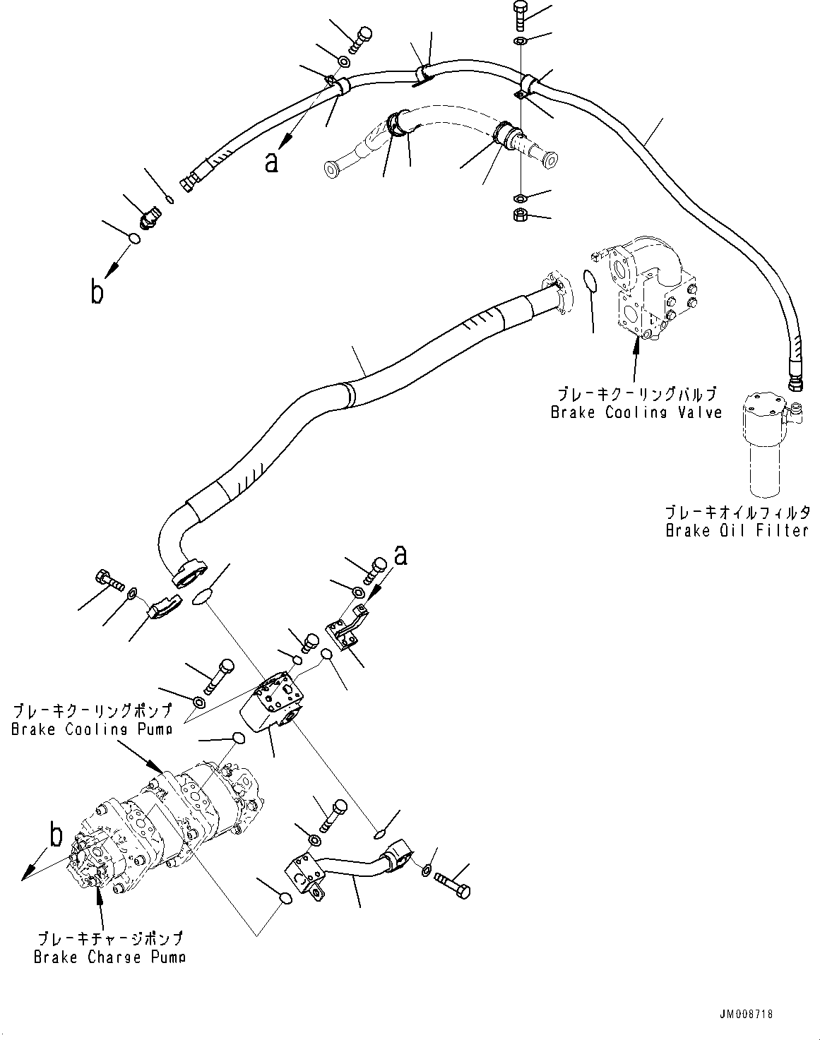 Komatsu parts book diagram for HD605-8 S/N 30072-UP (For KAL): TORQUE CONVERTER AND TRANSMISSION, BRAKE COOLING PIPING (2/2) (#30001-)