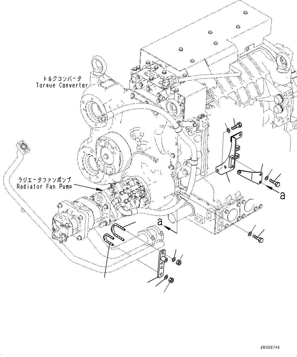 Komatsu parts book diagram for HD605-8 S/N 30072-UP (For KAL): TORQUE CONVERTER AND TRANSMISSION, PIPING MOUNTING (2/2) (#30001-)