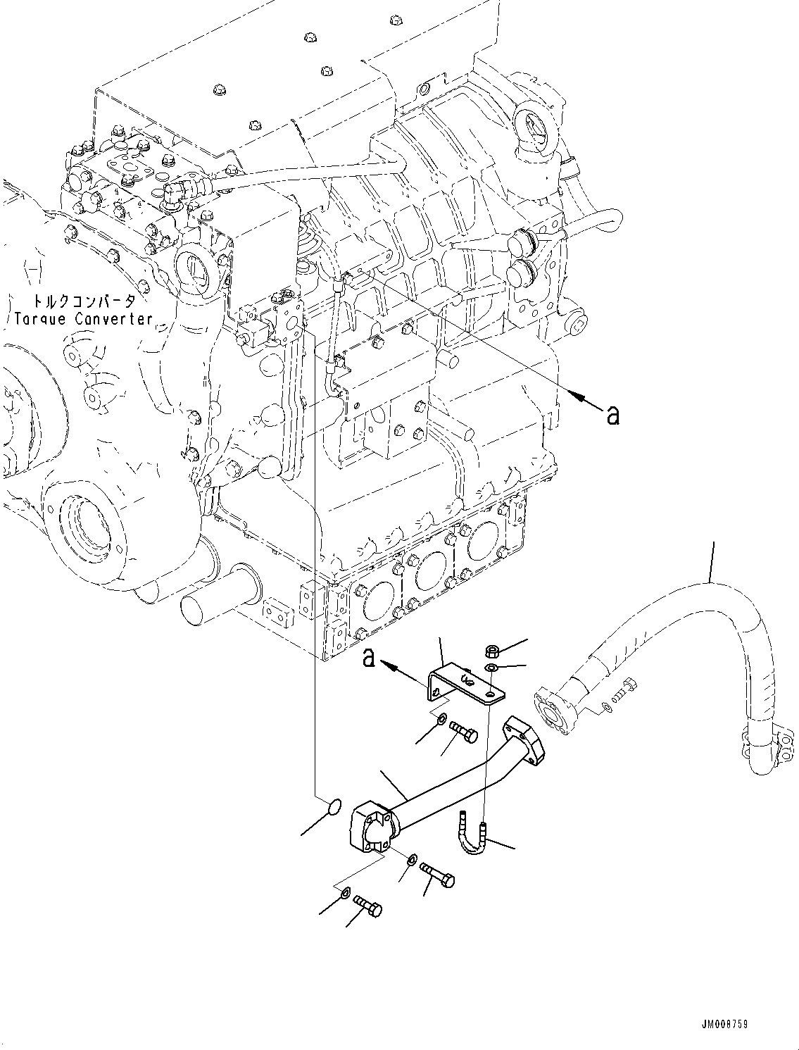 Komatsu parts book diagram for HD605-8 S/N 30072-UP (For KAL): TORQUE CONVERTER AND TRANSMISSION, TORQUE CONVERTER PIPING (#30001-)