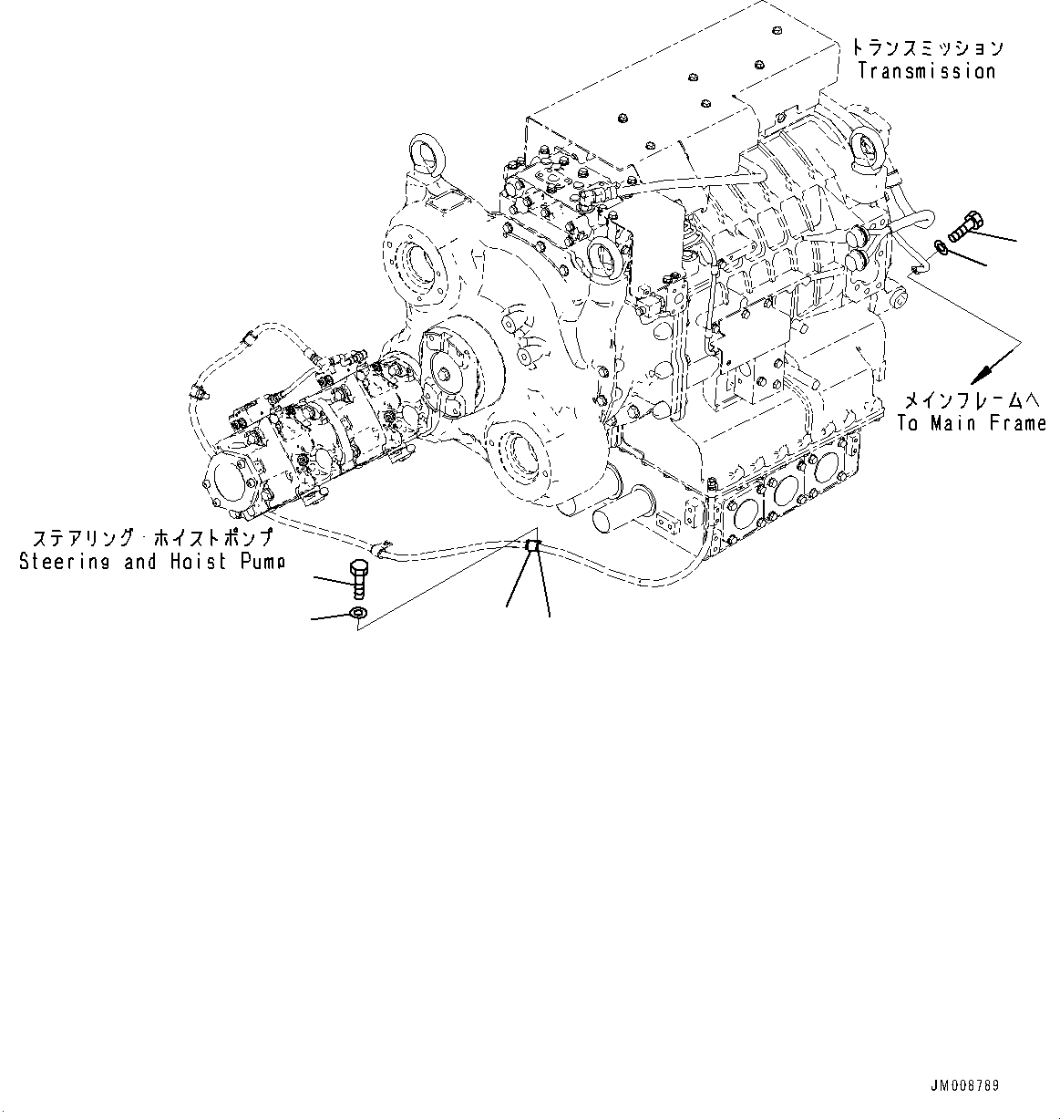 Komatsu parts book diagram for HD605-8 S/N 30072-UP (For KAL): TORQUE CONVERTER AND TRANSMISSION, CLIP (#30001-)