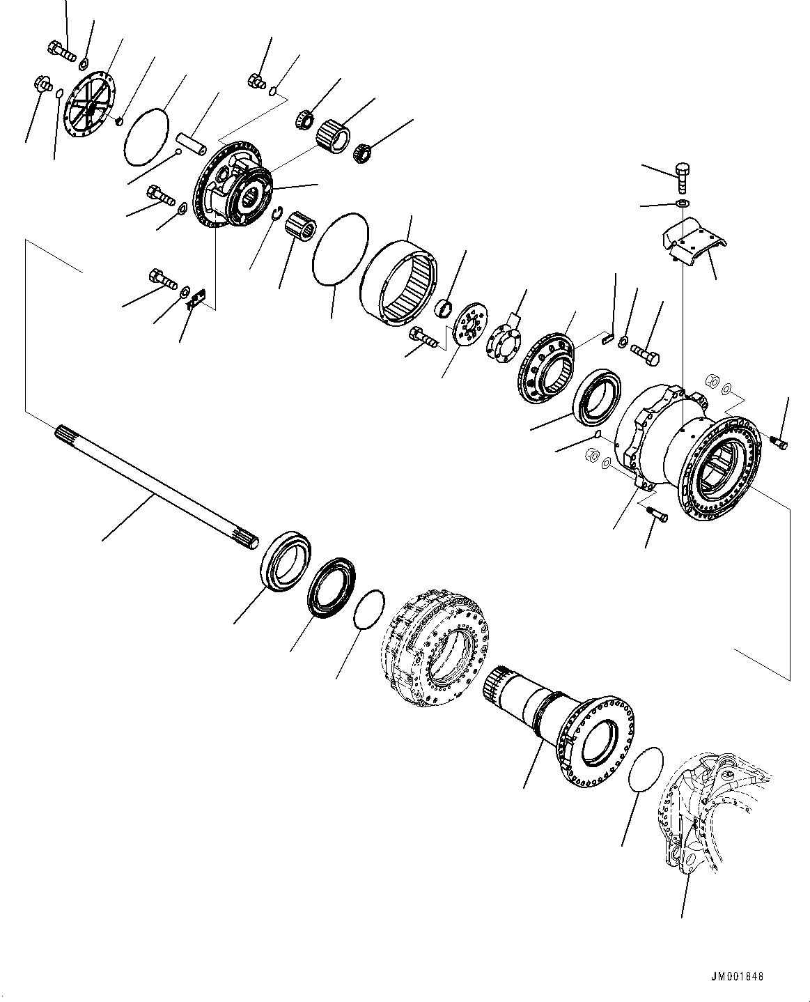 Komatsu parts book diagram for HD605-8 S/N 30072-UP (For KAL): REAR AXLE, FINAL DRIVE (#30001-)