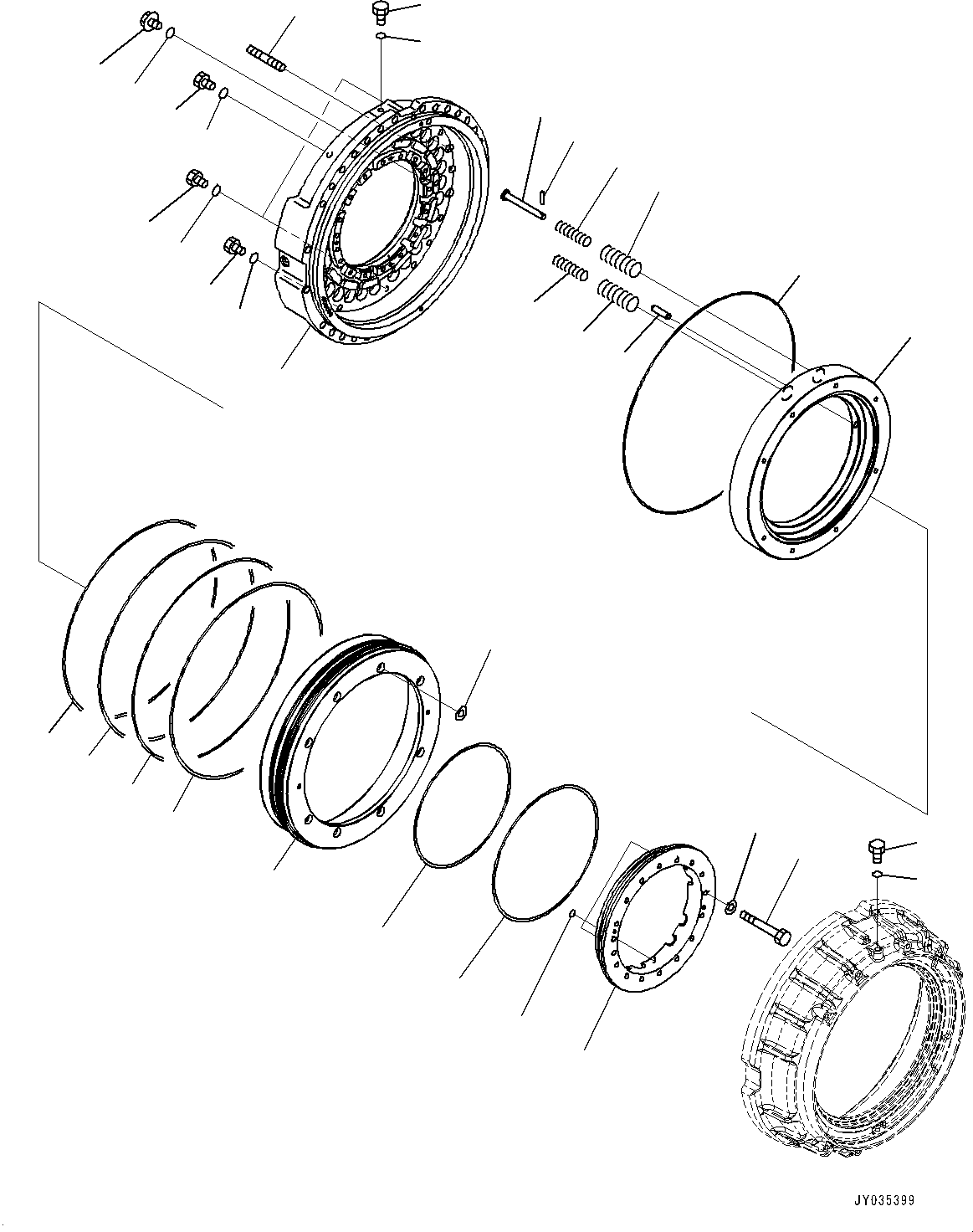 Komatsu parts book diagram for HD605-8 S/N 30072-UP (For KAL): REAR AXLE, FINAL DRIVE, BRAKE, L.H. (1/3) (#30001-)