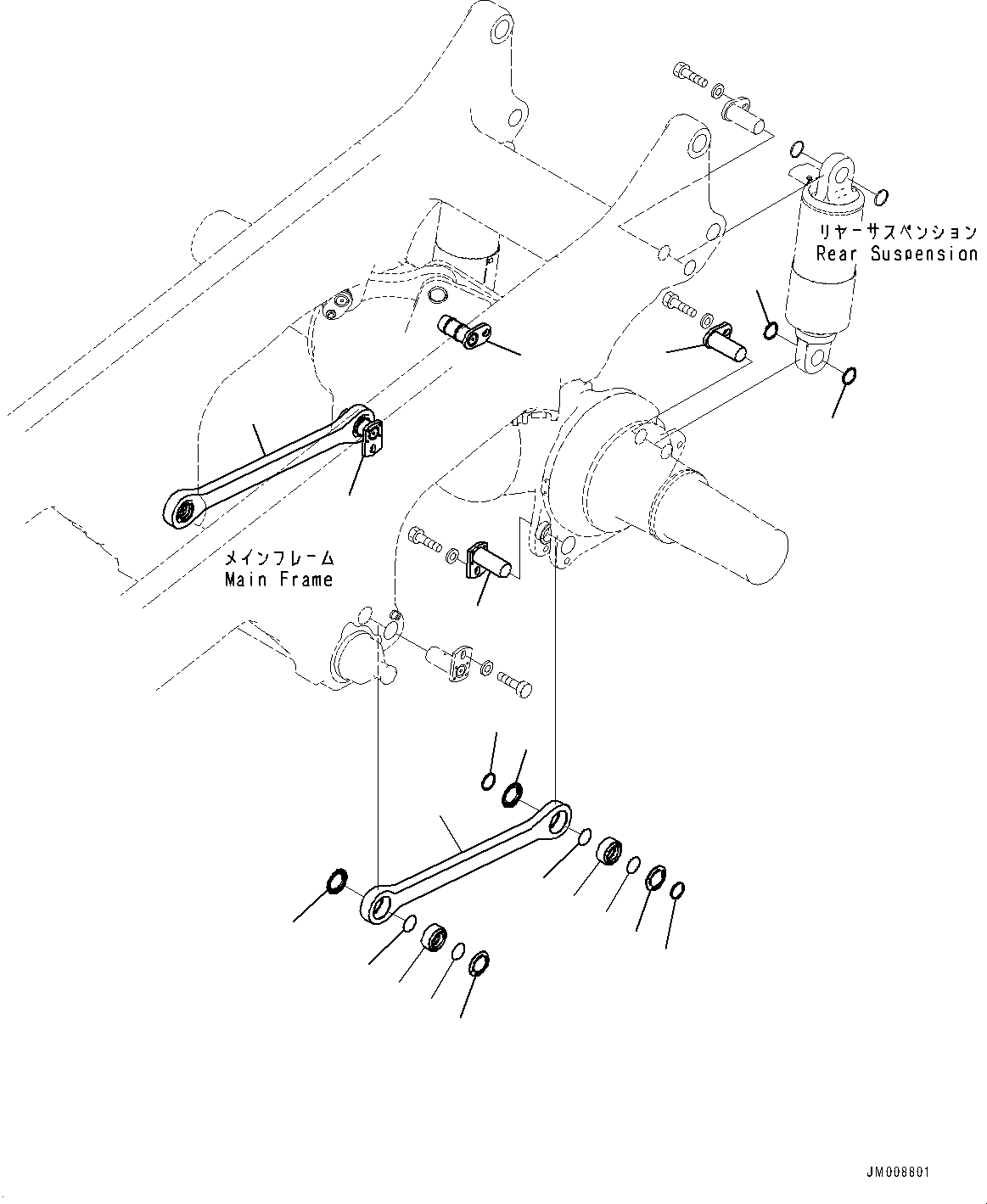 Komatsu parts book diagram for HD605-8 S/N 30072-UP (For KAL): REAR AXLE, AXLE SUPPORT (#30001-)