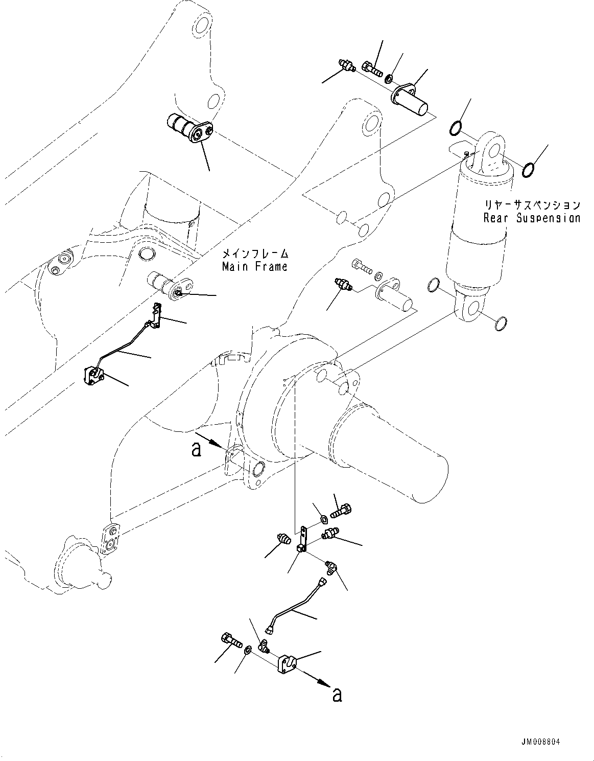 Komatsu parts book diagram for HD605-8 S/N 30072-UP (For KAL): REAR AXLE, LUBRICATION PIPING (WITH KOMATSU TRACTION CONTROL SYSTEM (KTCS)) (#30001-)