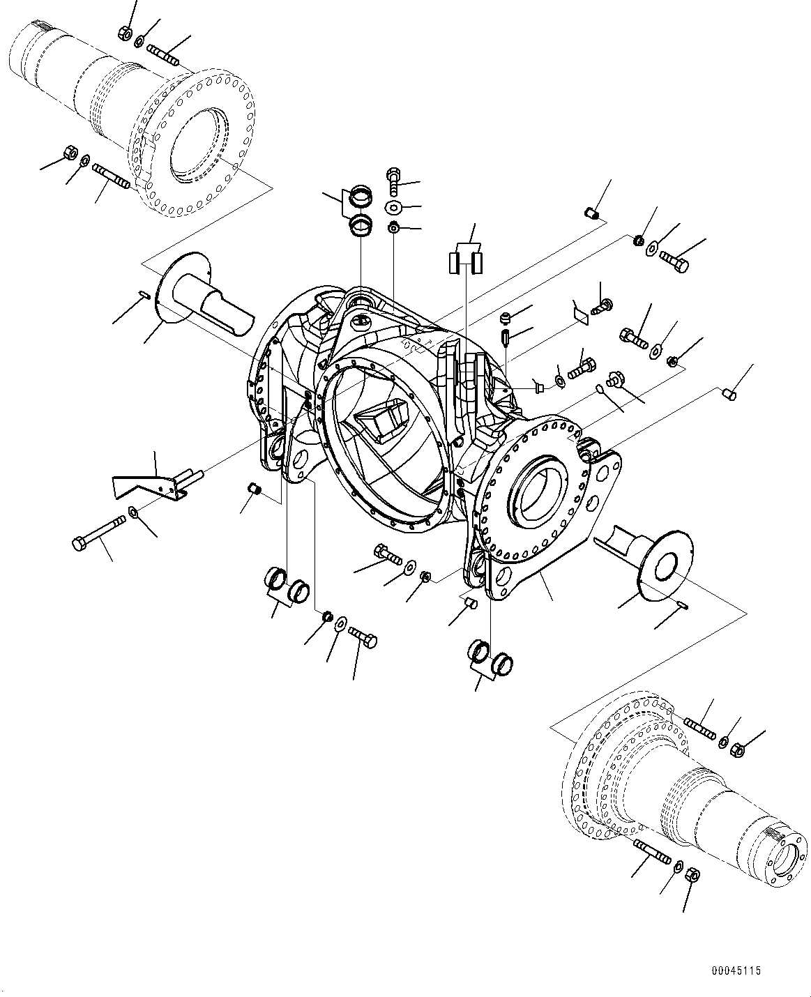 Komatsu parts book diagram for HD605-8 S/N 30072-UP (For KAL): REAR AXLE, HOUSING (#30001-)