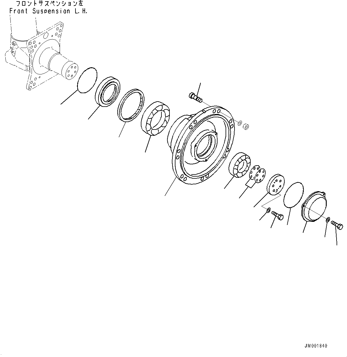 Komatsu parts book diagram for HD605-8 S/N 30072-UP (For KAL): FRONT AXLE, HUB, L.H. (#30001-)