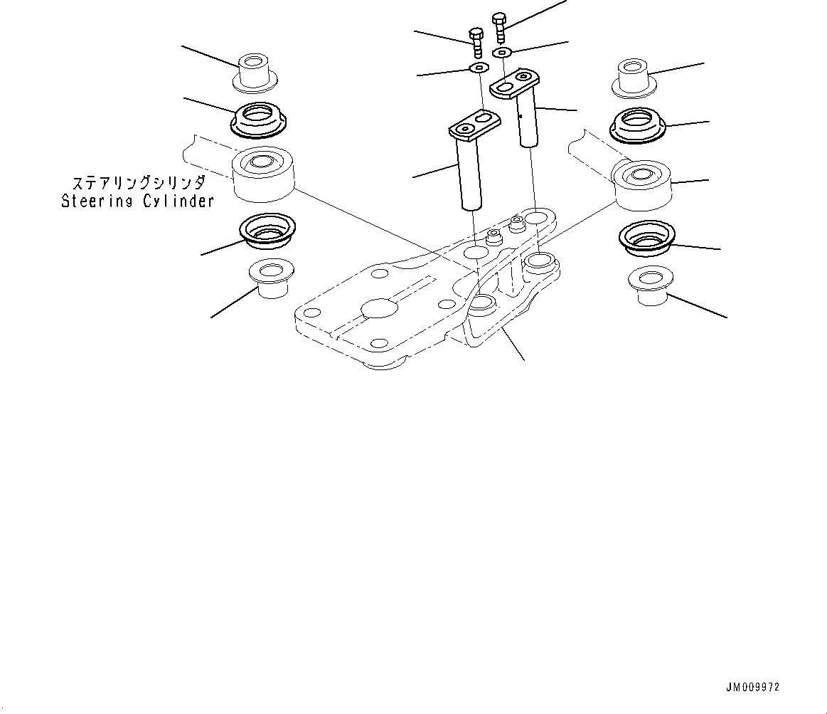 Komatsu parts book diagram for HD605-8 S/N 30072-UP (For KAL): FRONT AXLE, MOUNTING, L.H. (#30001-)